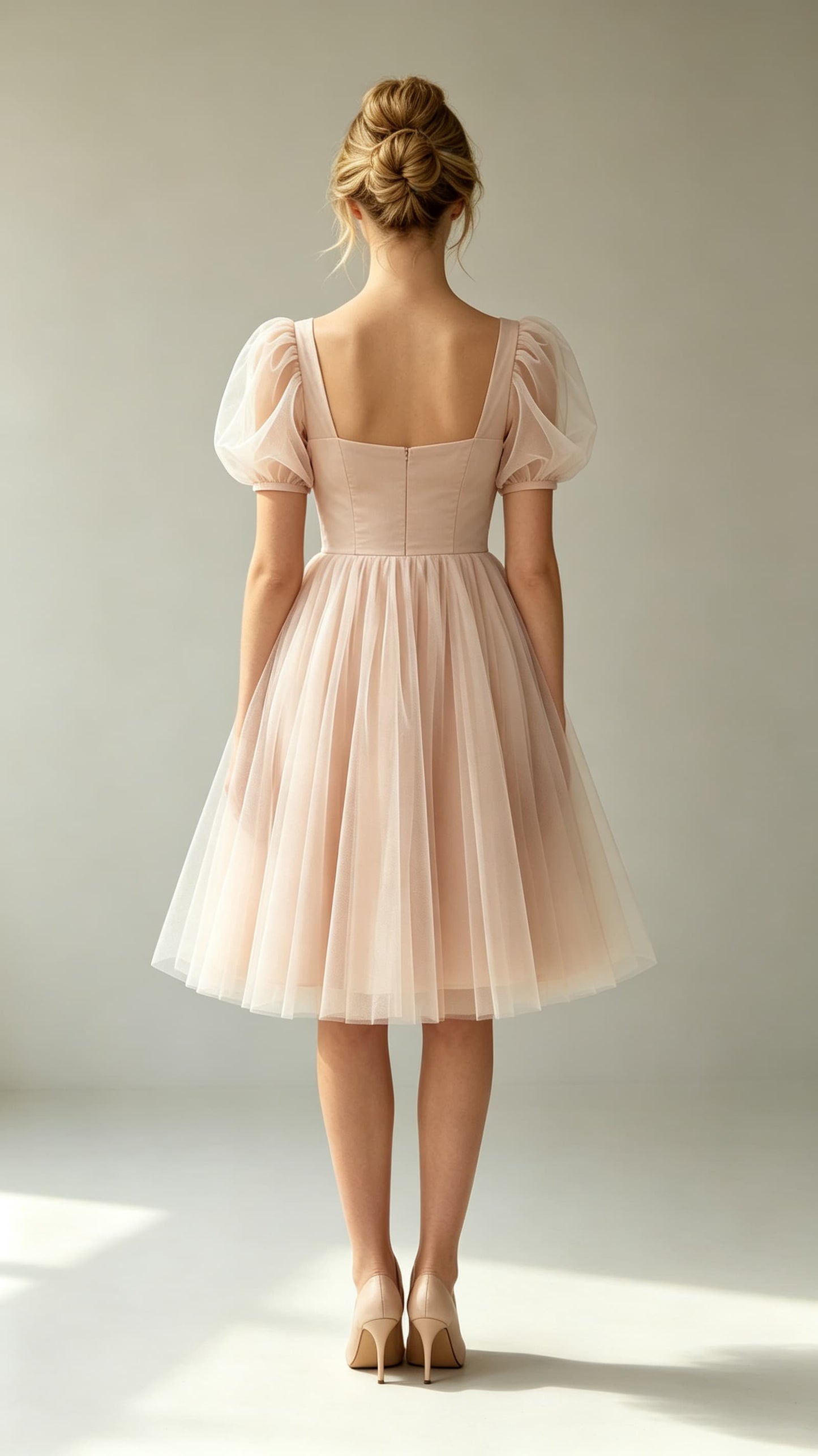 Effortless A-line Pink Evening Gowns Square Tulle Mini Gowns LFNL0775
