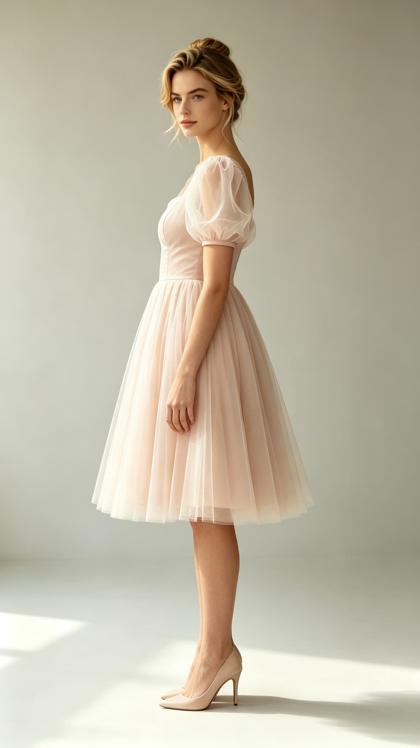 Effortless A-line Pink Evening Gowns Square Tulle Mini Gowns LFNL0775