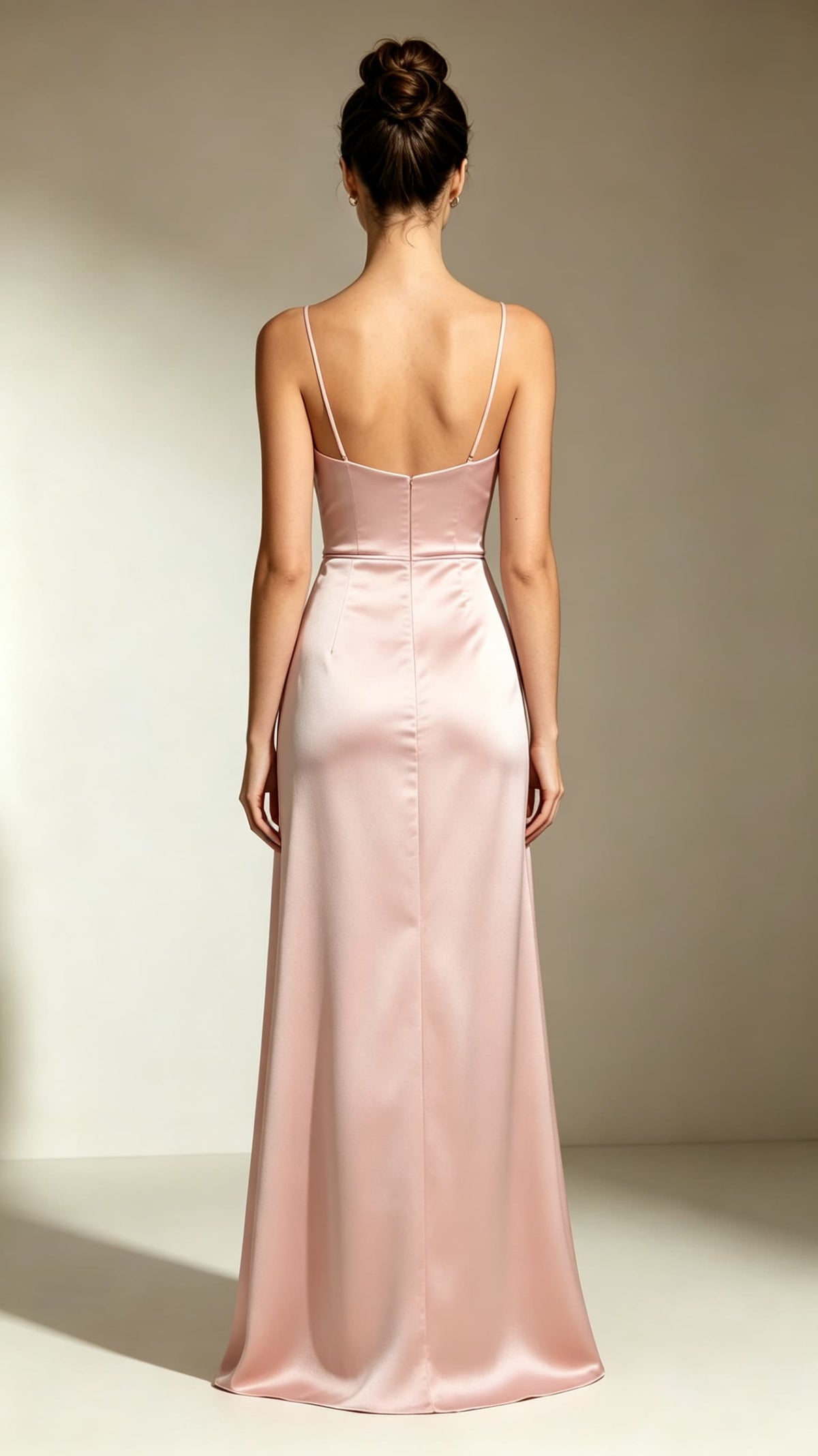 Romantic Mermaid Pink Evening Gowns Straps Satin Maxi Dress LFNL0807