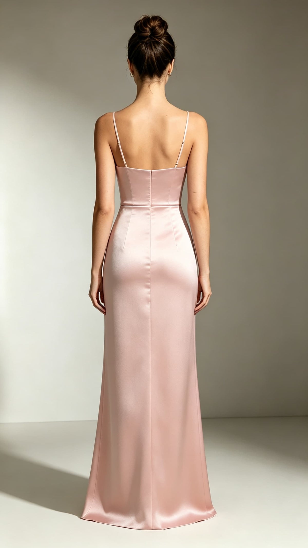 Elegant Mermaid Pink Evening Gowns Straps Satin Maxi Dress LFNL0806