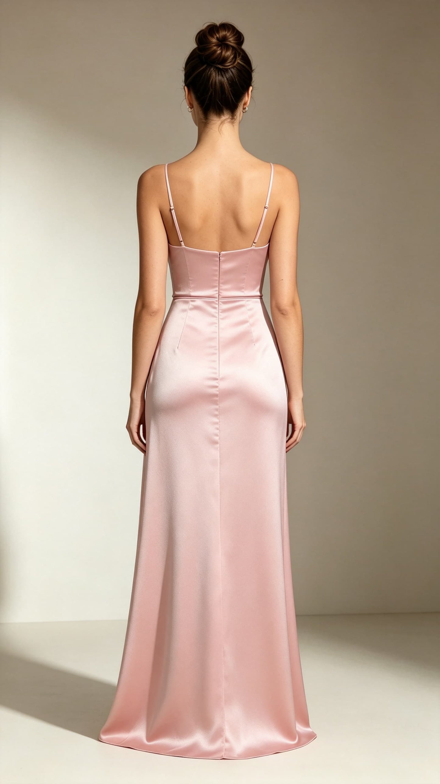 Lovely Mermaid Pink Evening Gowns Straps Satin Maxi Dress LFNL0749