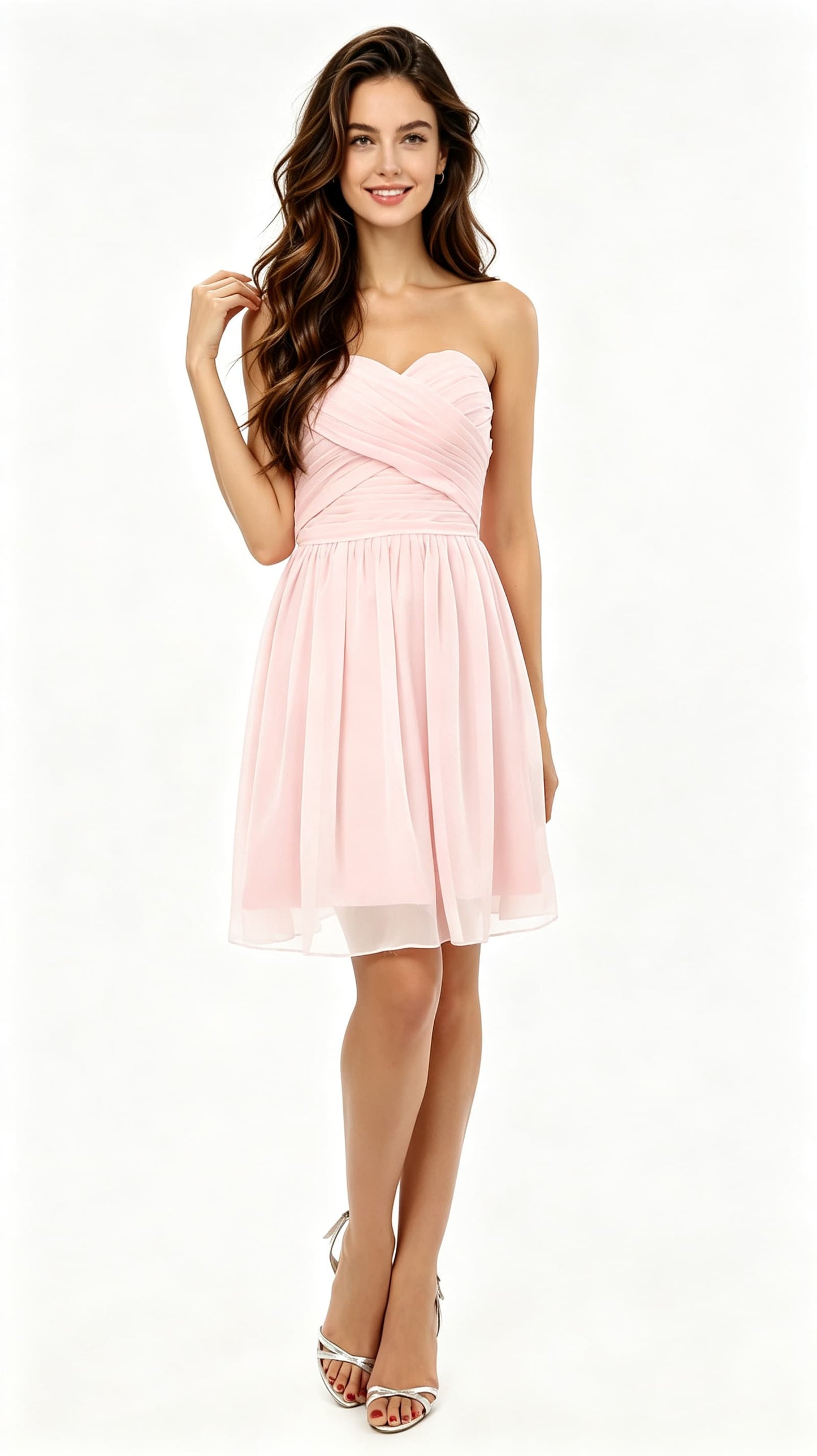 Beautiful A-line Pink Evening Dress Sweatheart Chiffon Short Formal Dress LFNL0538