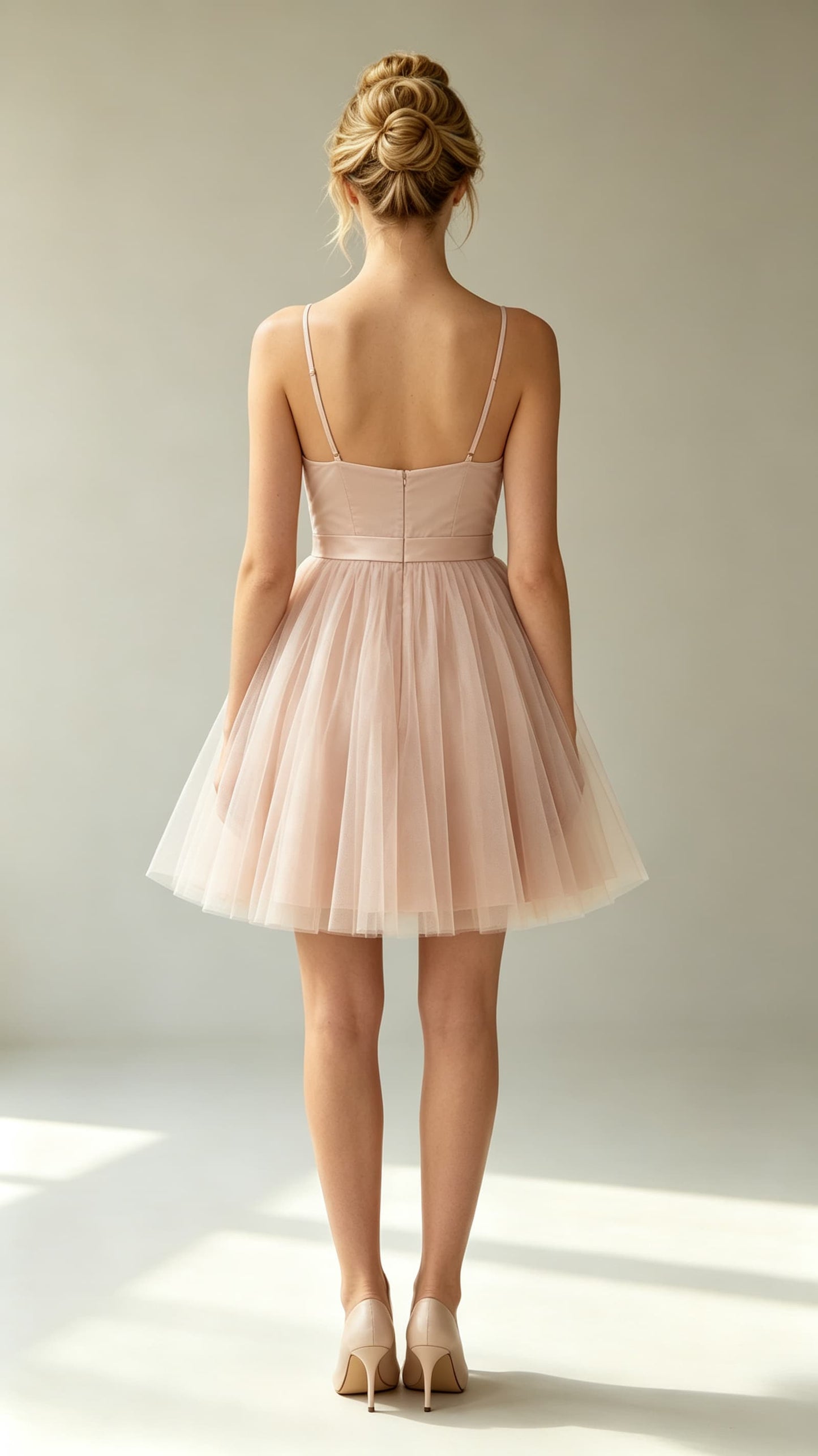 Polished A-line Pink Homecoming Dress Straps Tulle Mini Gowns LFNL0774