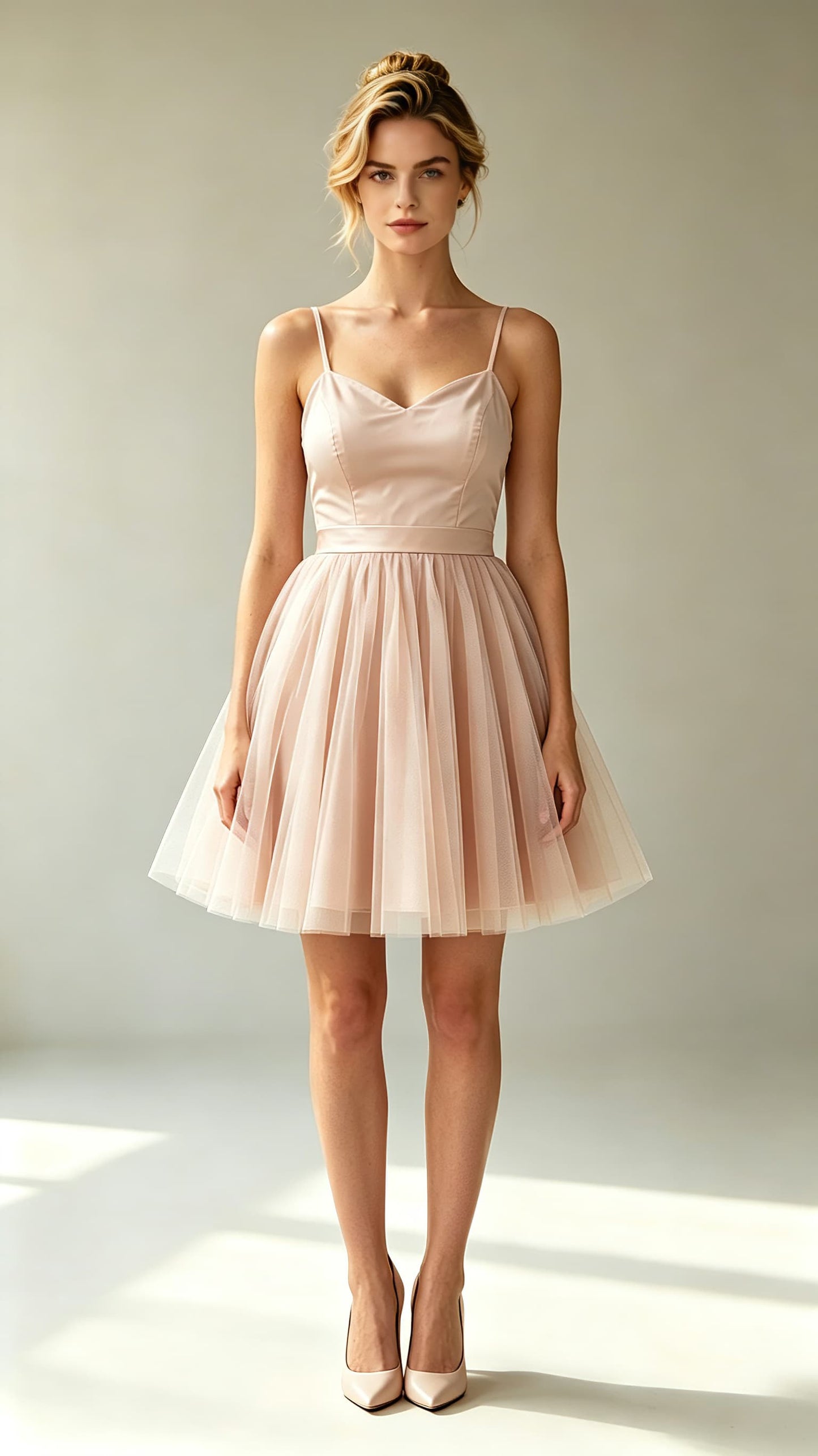 Polished A-line Pink Homecoming Dress Straps Tulle Mini Gowns LFNL0774