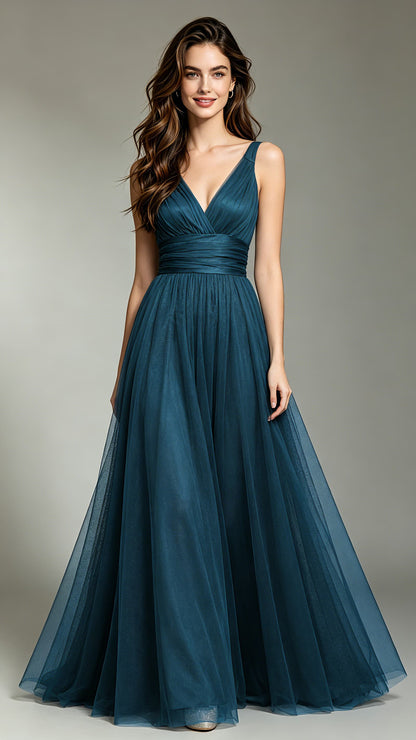 Soft A-line Dark Red Bridesmaid Dress Chiffon Long Formal Dress LFNC0107