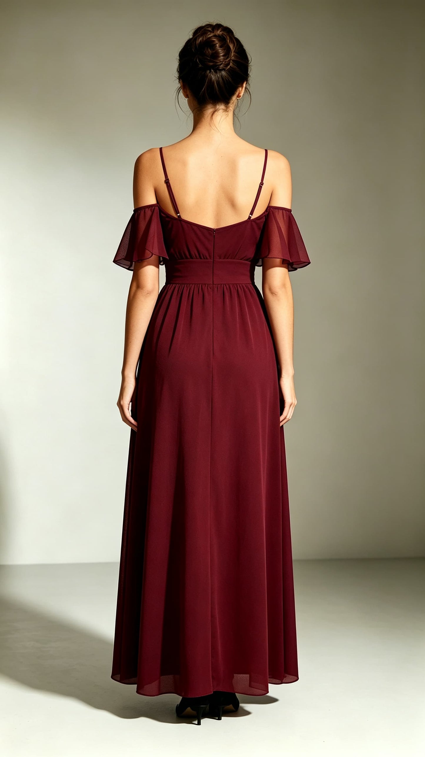 Eye-catching A-line Red Evening Gowns Straps Chiffon Maxi Dress LFNL0773