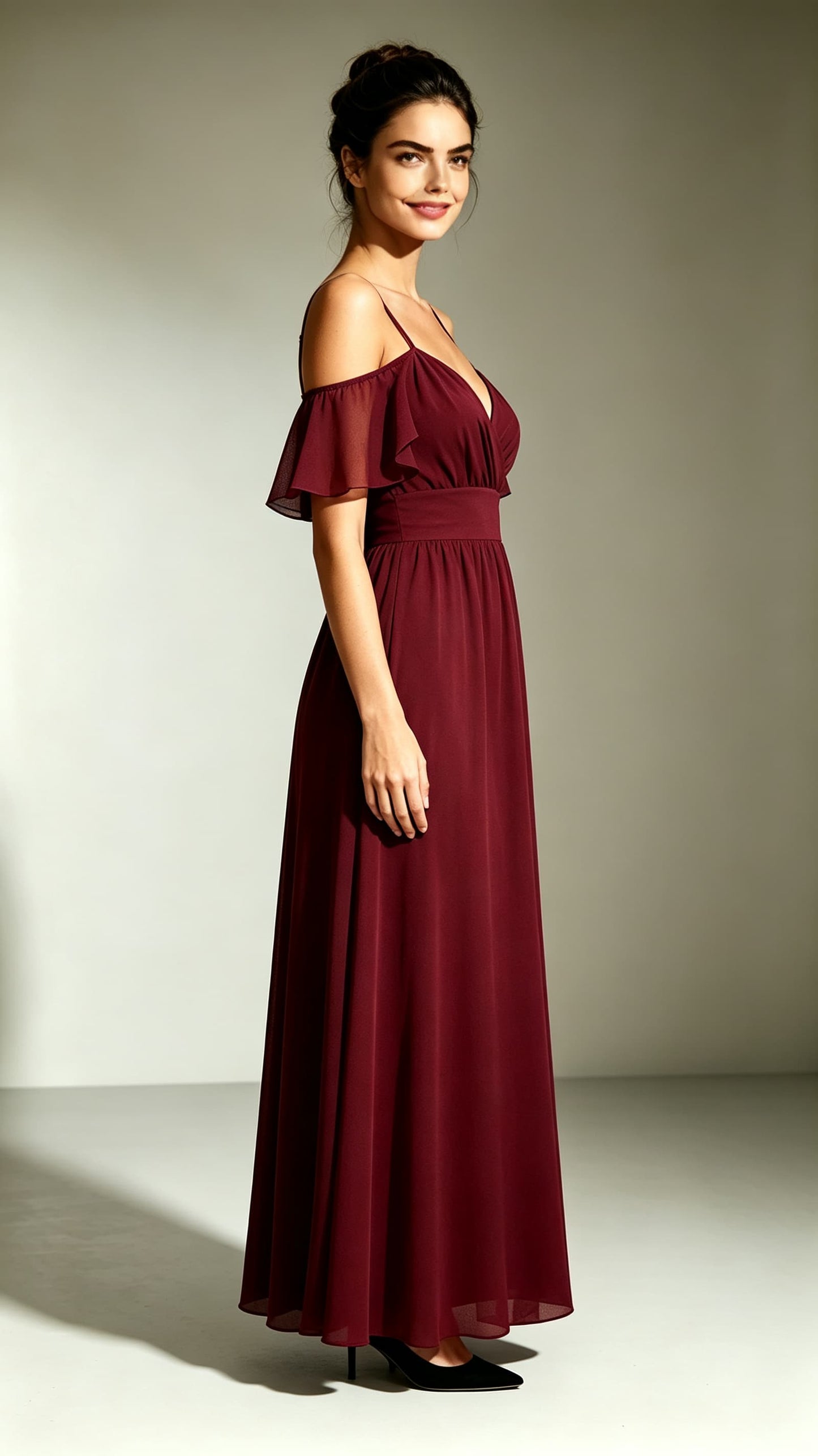 Eye-catching A-line Red Evening Gowns Straps Chiffon Maxi Dress LFNL0773