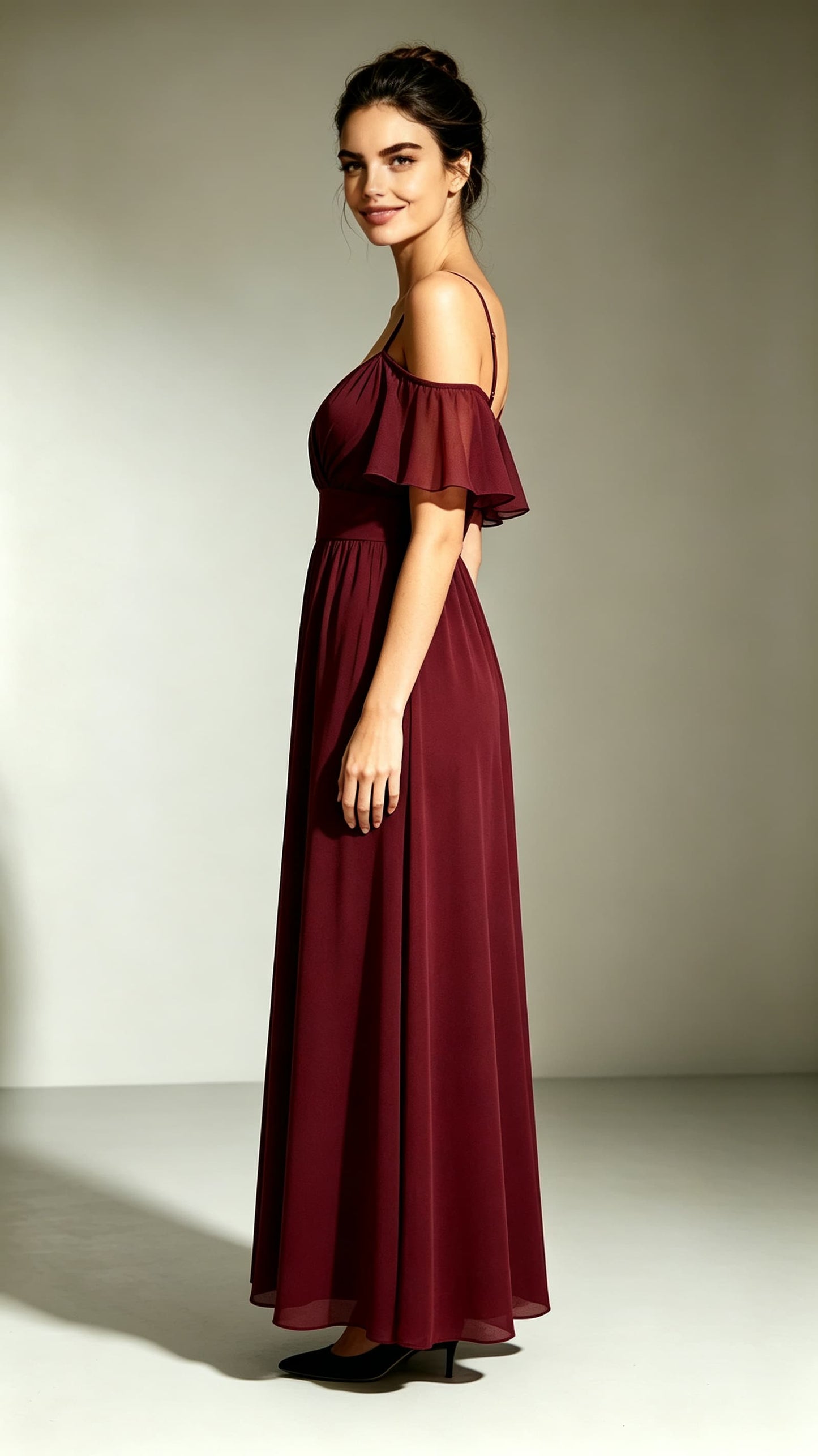 Eye-catching A-line Red Evening Gowns Straps Chiffon Maxi Dress LFNL0773