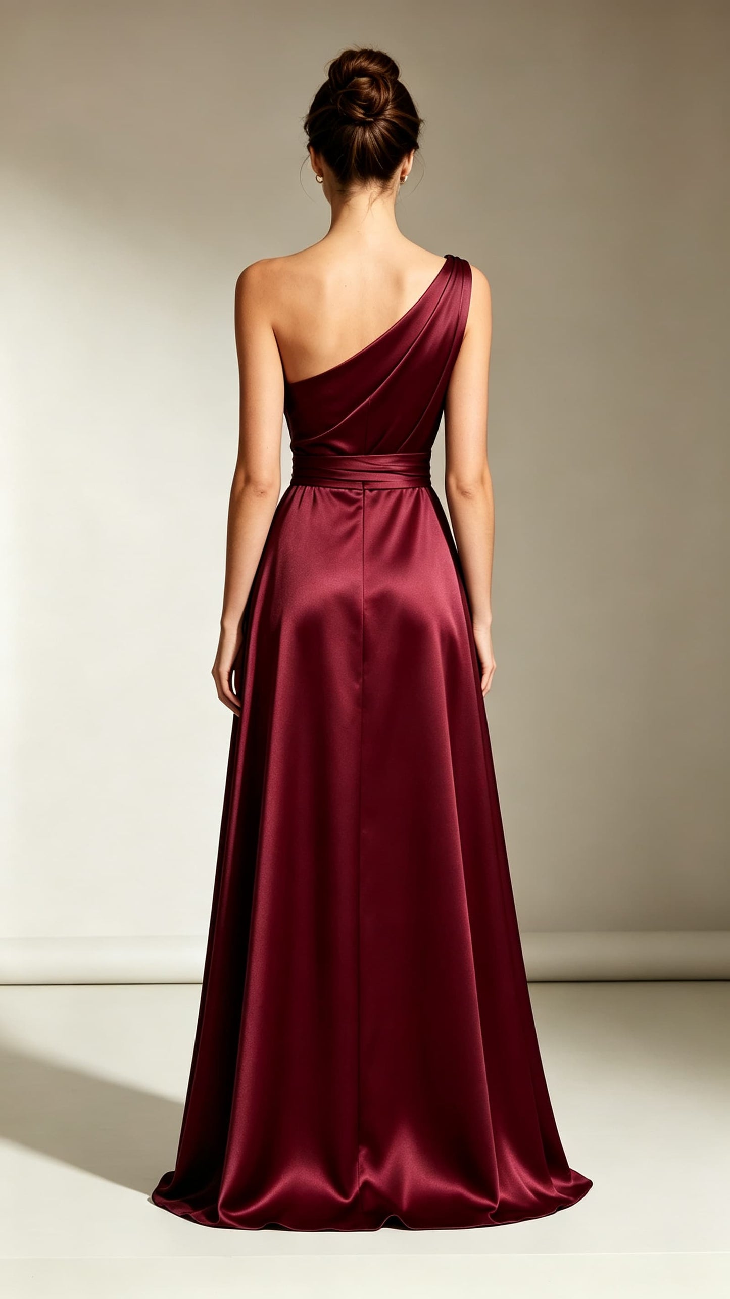 Elegant A-line Red Evening Gowns One Shoulder Satin Maxi Dress LFNL0767