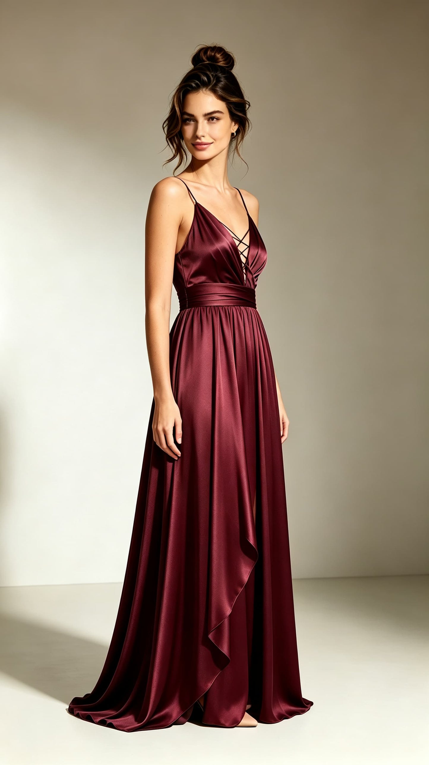 Dreamy A-line Red Evening Gowns Straps Satin Maxi Dress LFNL0766