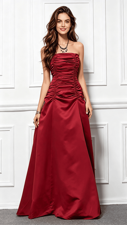 Timeless Mermaid Red  Satin Formal Dress LFNC0001