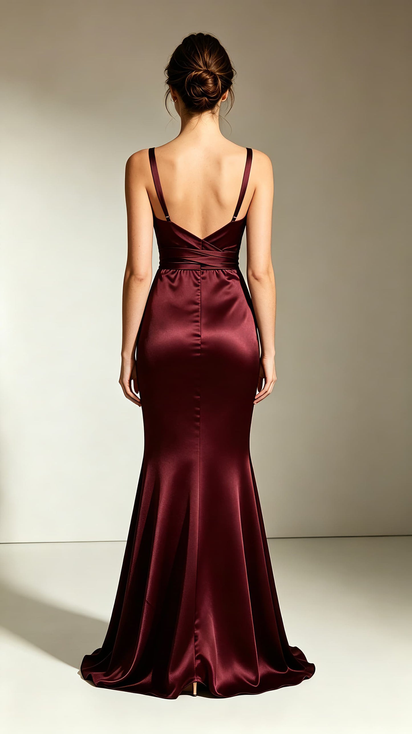 Timeless Mermaid Red Evening Gowns V Neck Satin Maxi Dress LFNL0765