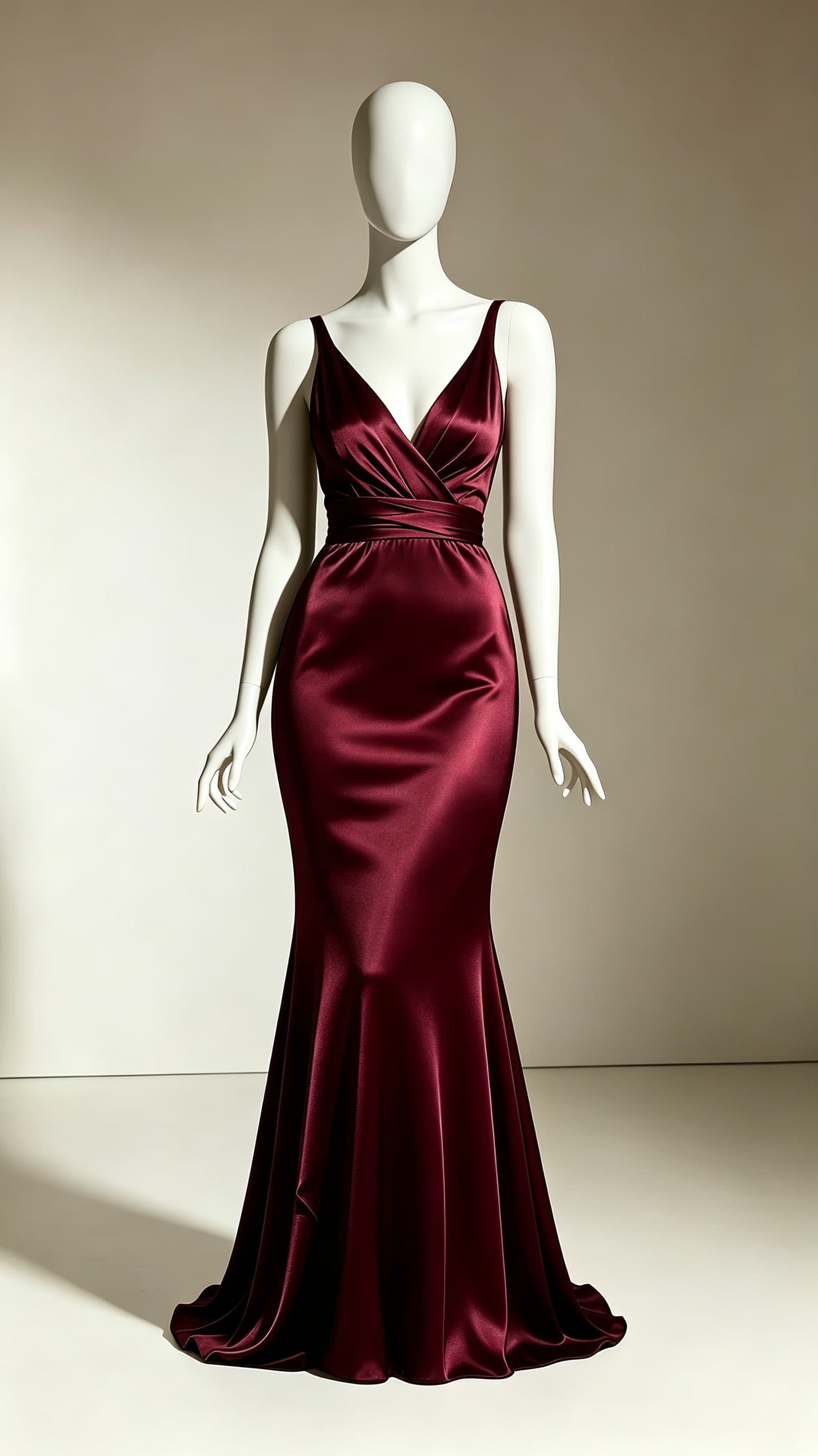 Timeless Mermaid Red Evening Gowns V Neck Satin Maxi Dress LFNL0765