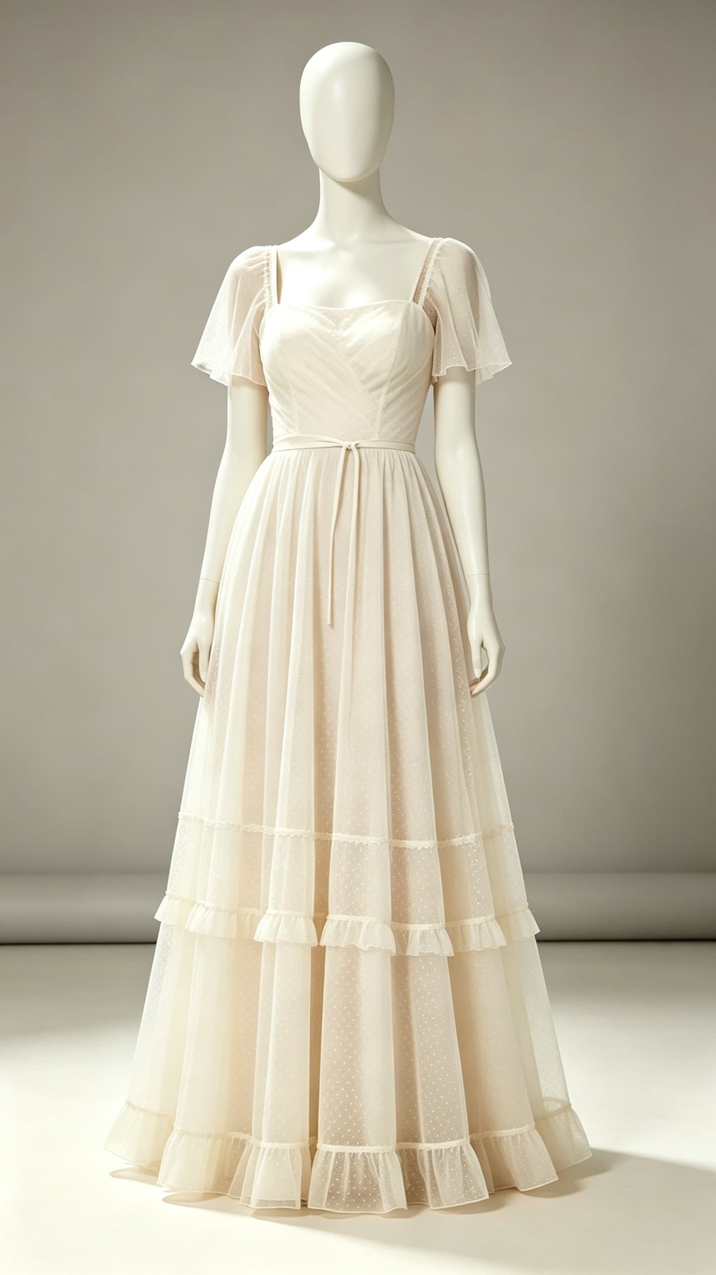 Flattering A-line Ivory Evening Gowns Strapless Tulle Maxi Dress LFNL0755
