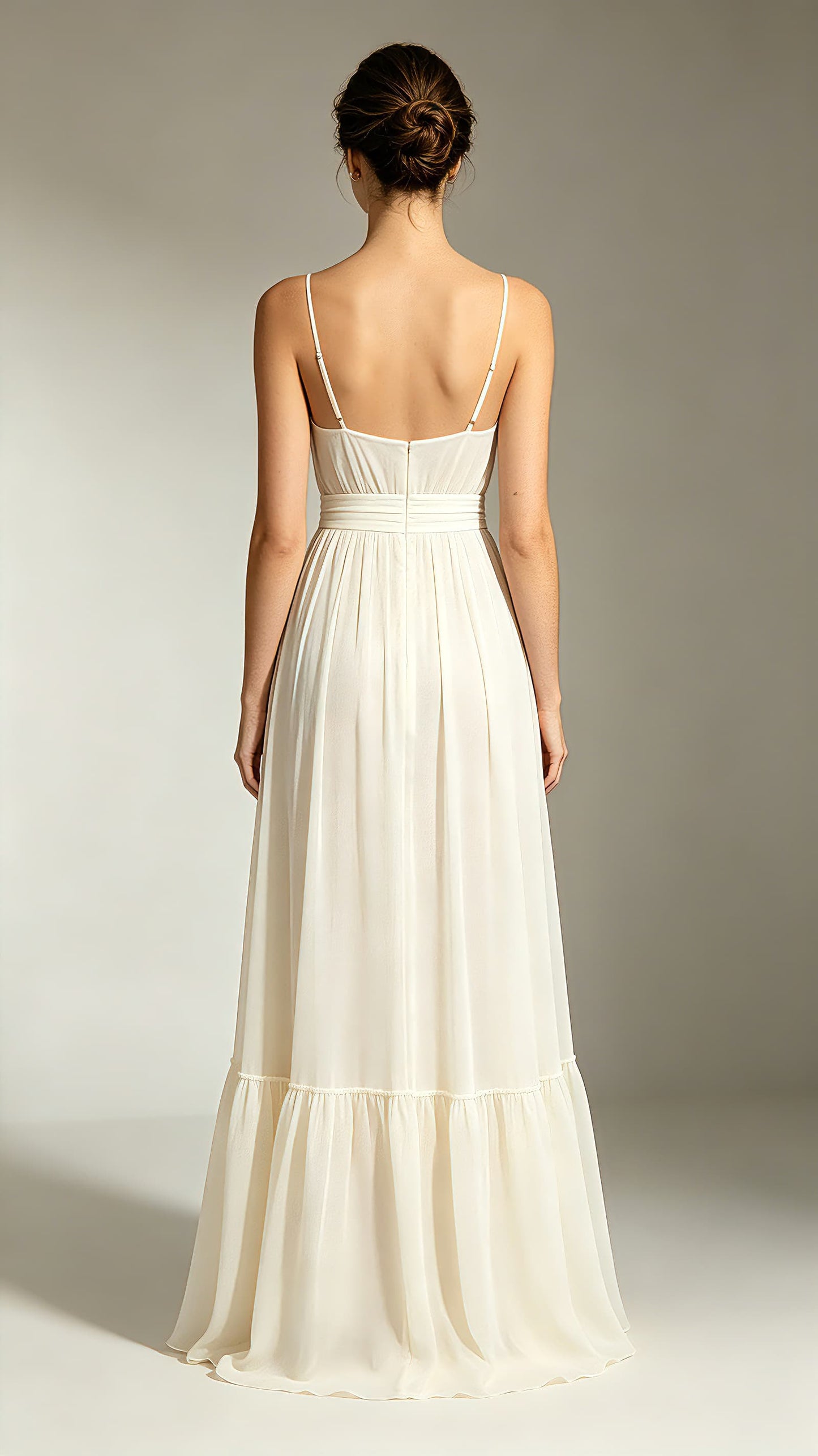 Gorgeous A-line Ivory Evening Gowns Straps Chiffon Maxi Dress LFNL0788