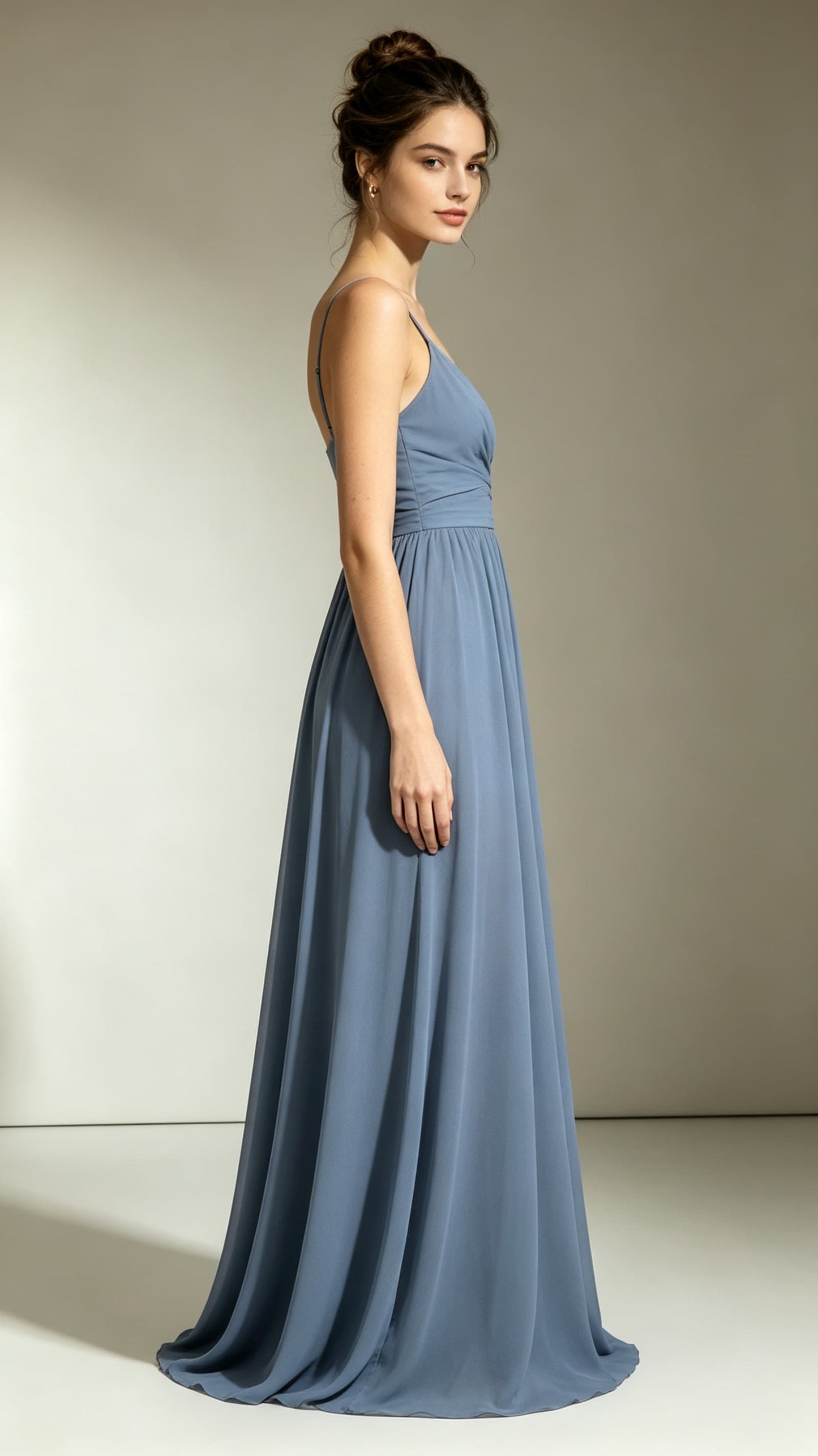 Timeless A-line Blue Evening Gowns Straps Chiffon Maxi Dress LFNL0783