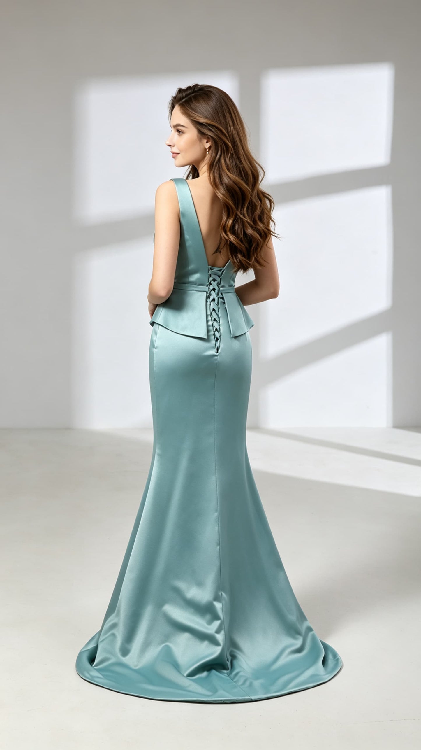 Dreamy Mermaid Green Evening Dress Satin Long Formal Dress LFNL0599