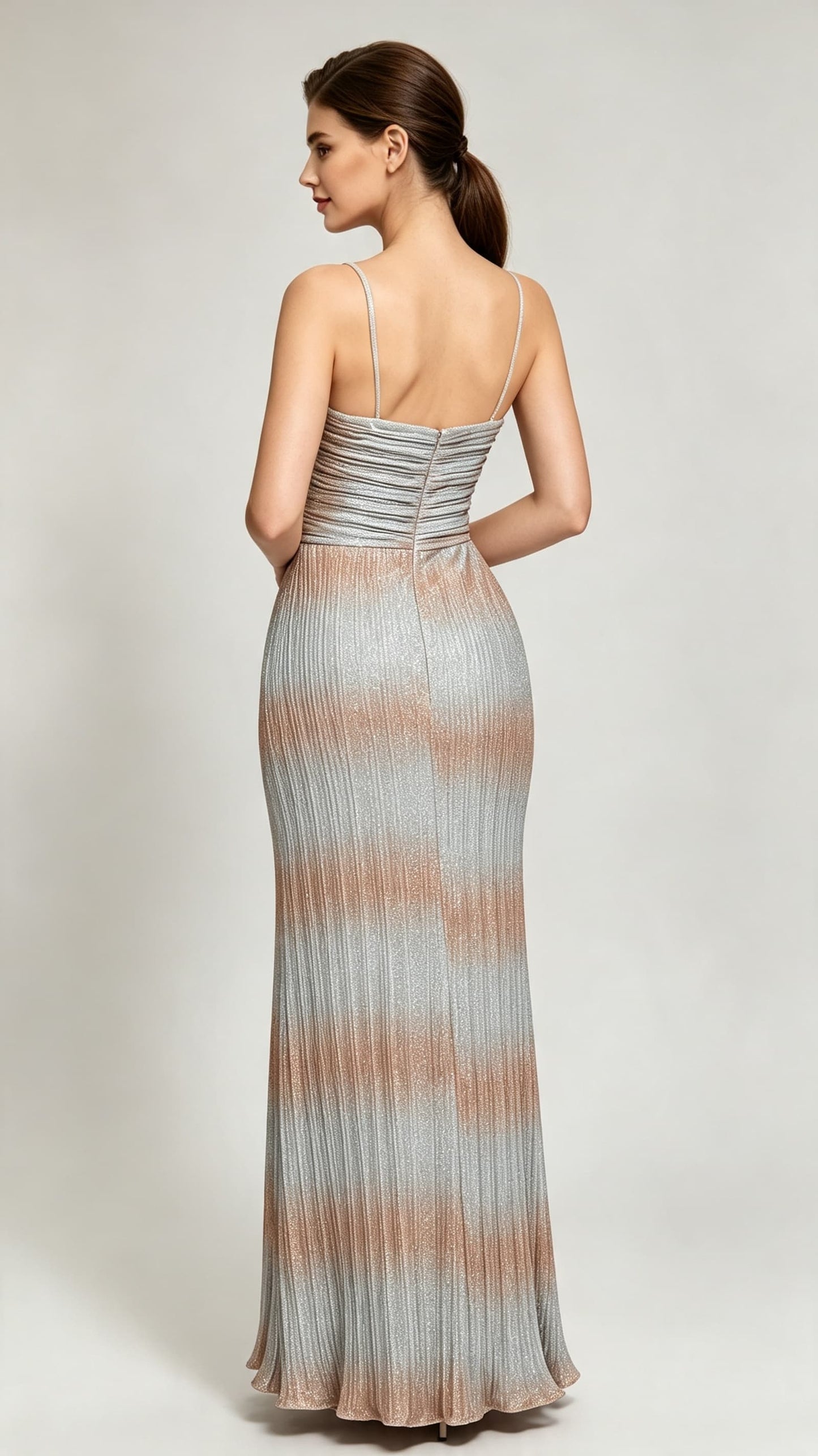 Simple Mermaid Grey Evening Dress Straps Acrylic Long Formal Dress LFNL0617