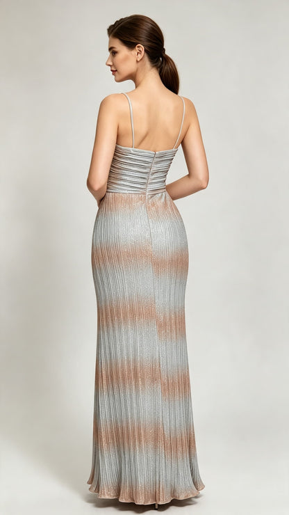 Simple Mermaid Grey Evening Dress Straps Acrylic Long Formal Dress LFNL0617