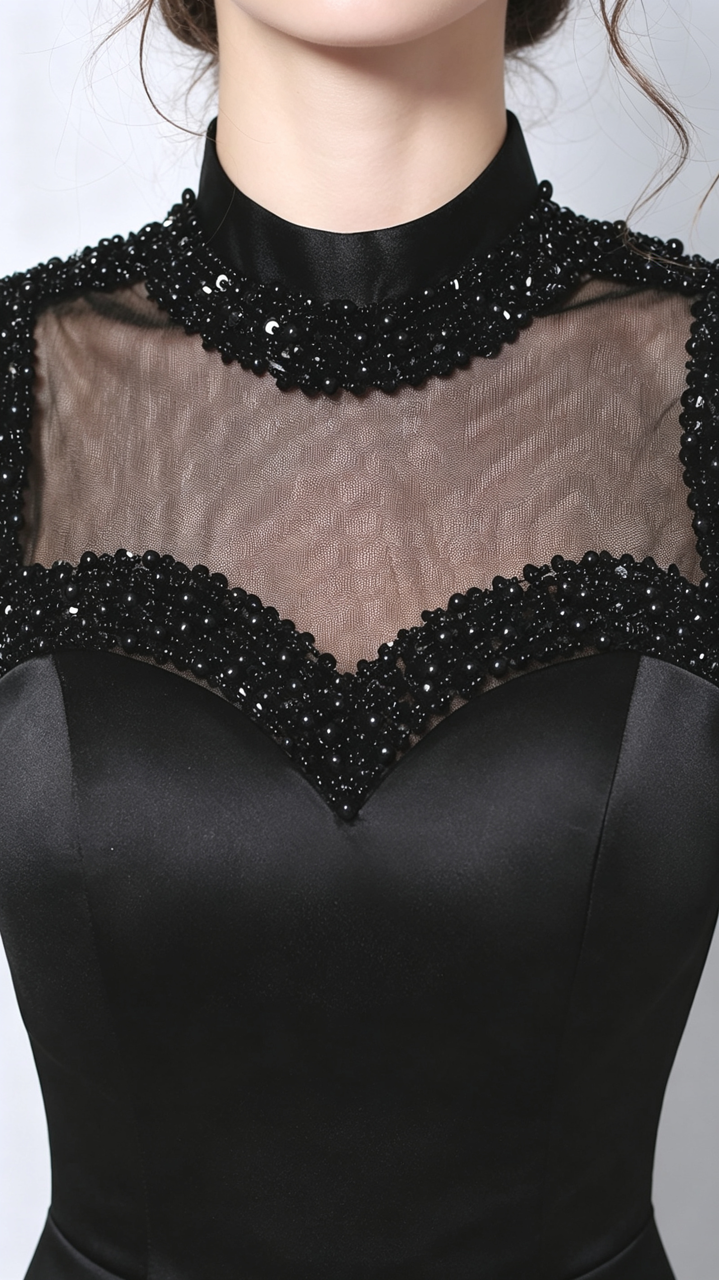 Sleek Mermaid Black Evening Dress High Collar Vinylon Short Formal Dress LFNC0396