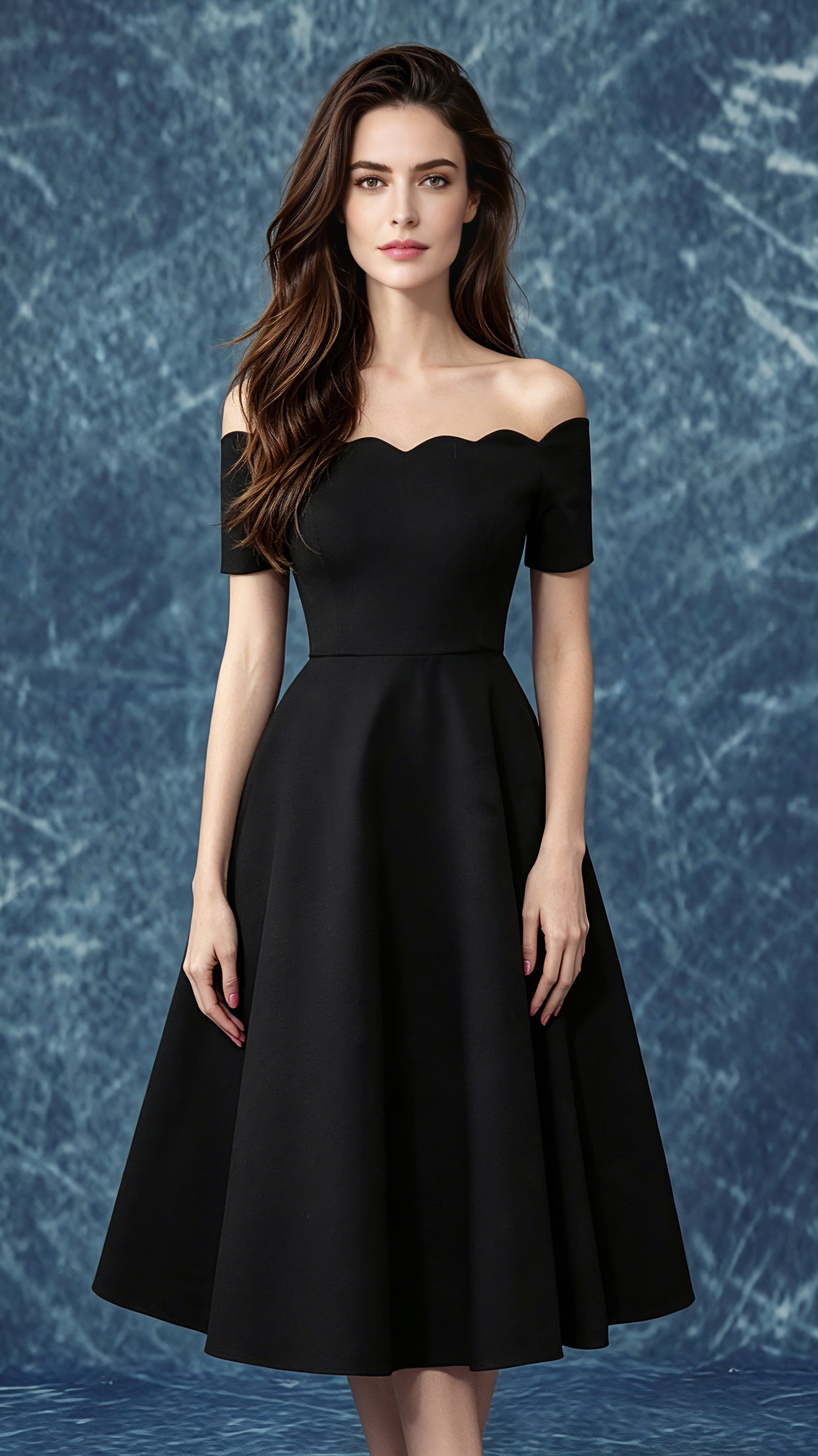 Eye-catching A-line Black Evening Dress Off Shoulder Polyester Short Formal Dress LFNC0411