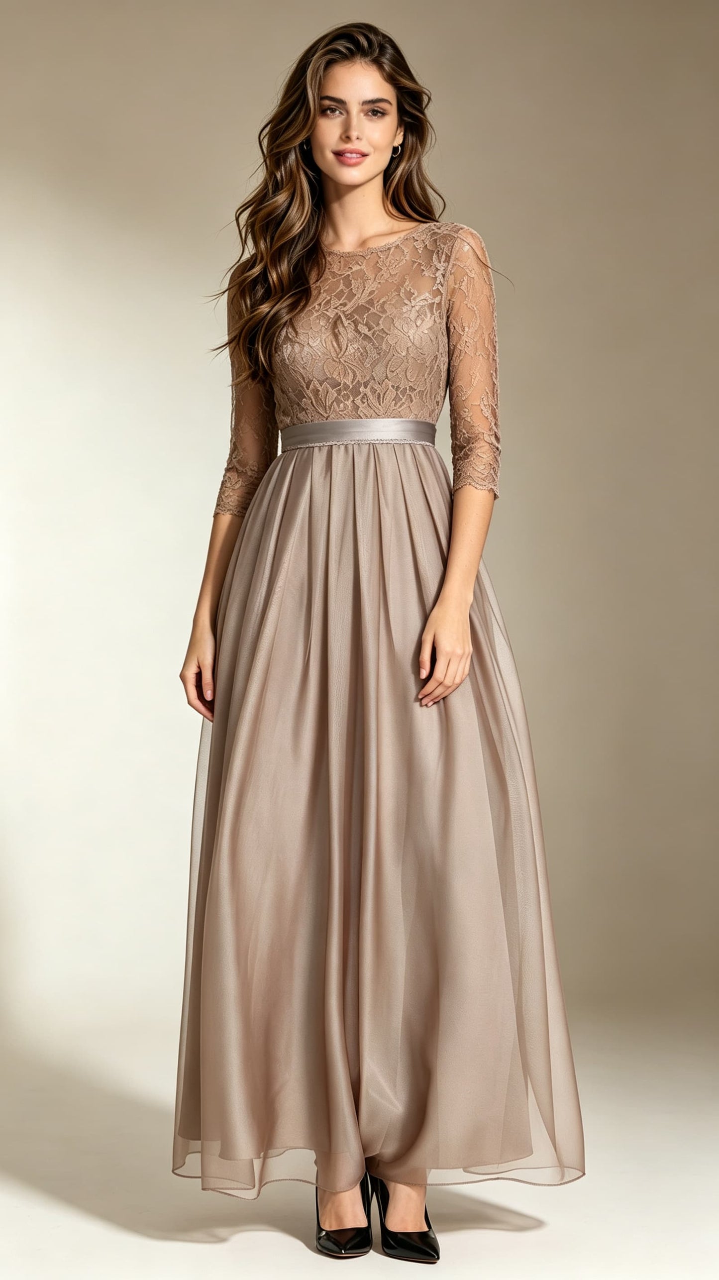 Lightweight A-line Blue Evening Dress Lace Long Formal Dress LFNC0066