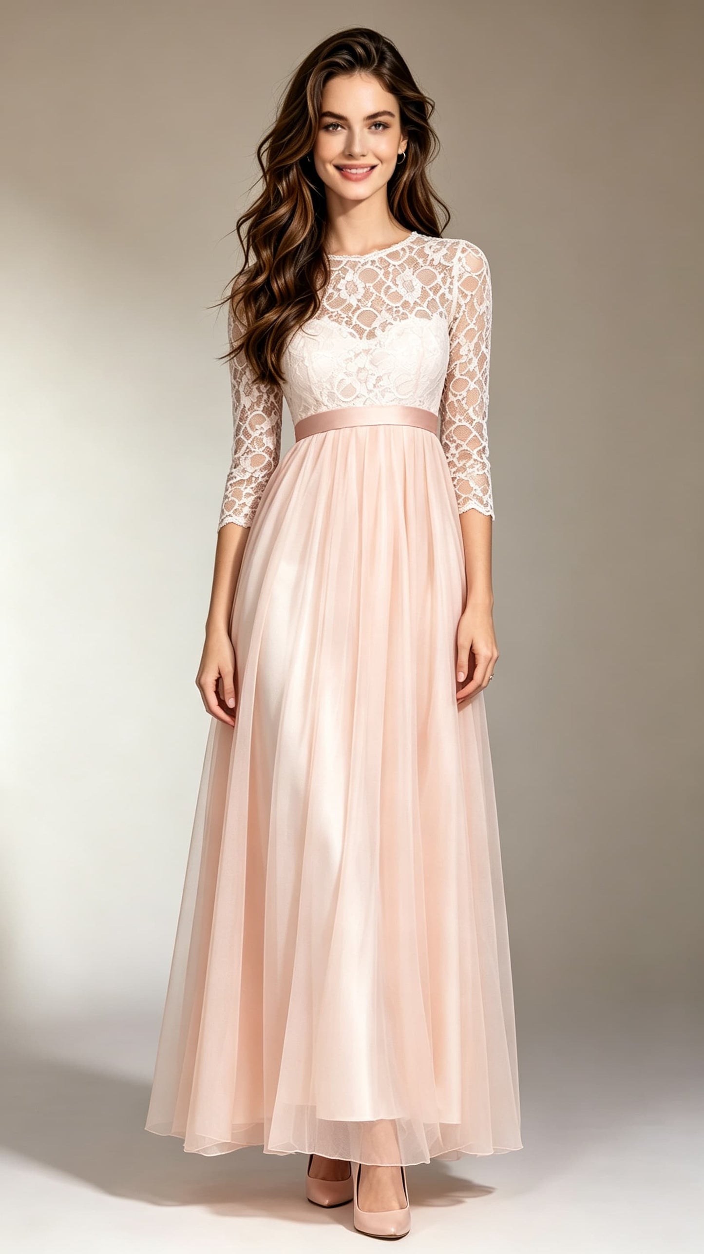 Lightweight A-line Blue Evening Dress Lace Long Formal Dress LFNC0066
