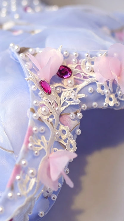Graceful A-line Light Blue Evening Dress Sweatheart Neck Tulle Ball Gown LFNC0162