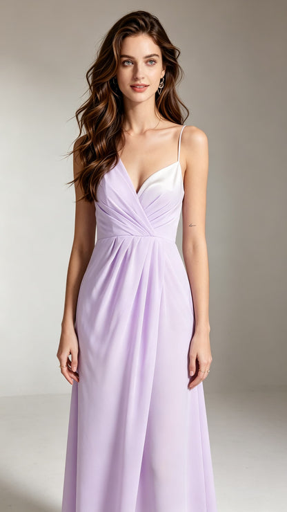 Romantic A-line Purple Bridesmaid dress Chiffon Long Formal Dress LFNC0070