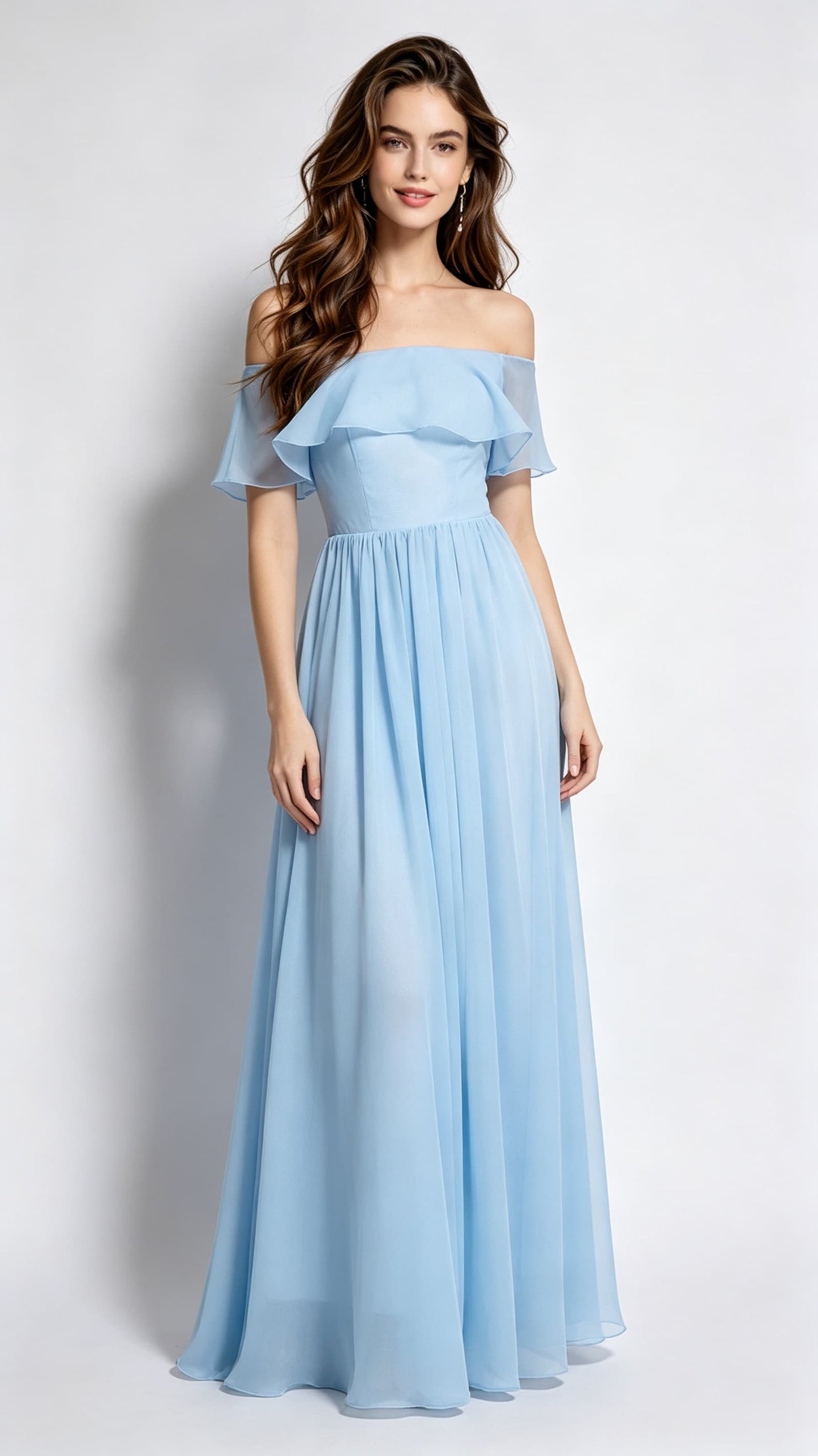 Gorgeous A-line Blue Bridesmaid dress Chiffon Long Formal Dress LFNC0078