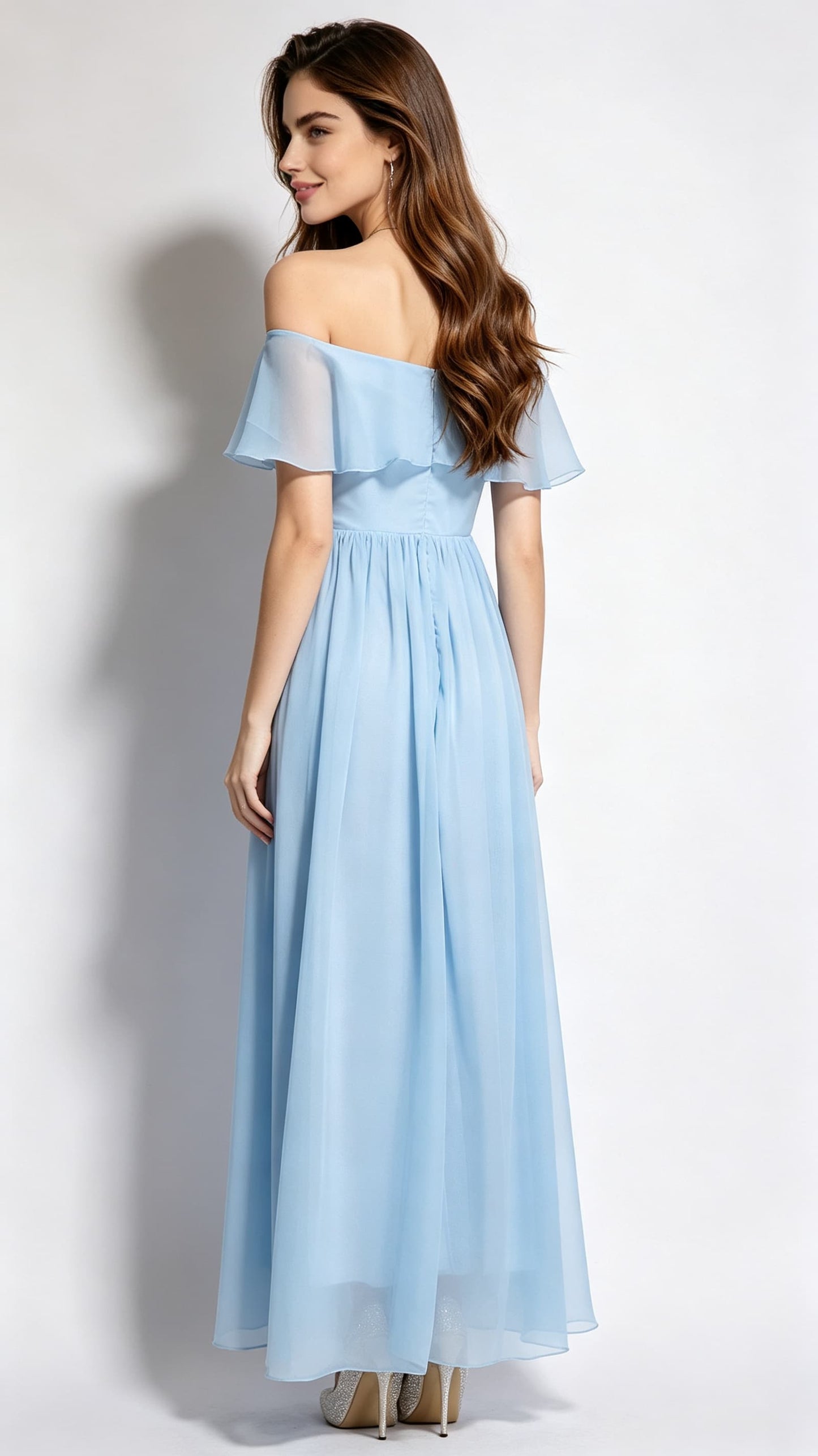 Gorgeous A-line Blue Bridesmaid dress Chiffon Long Formal Dress LFNC0078