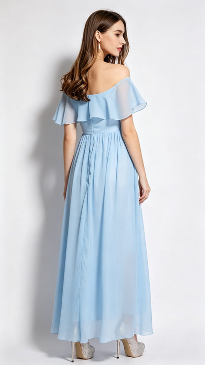Gorgeous A-line Blue Bridesmaid dress Chiffon Long Formal Dress LFNC0078
