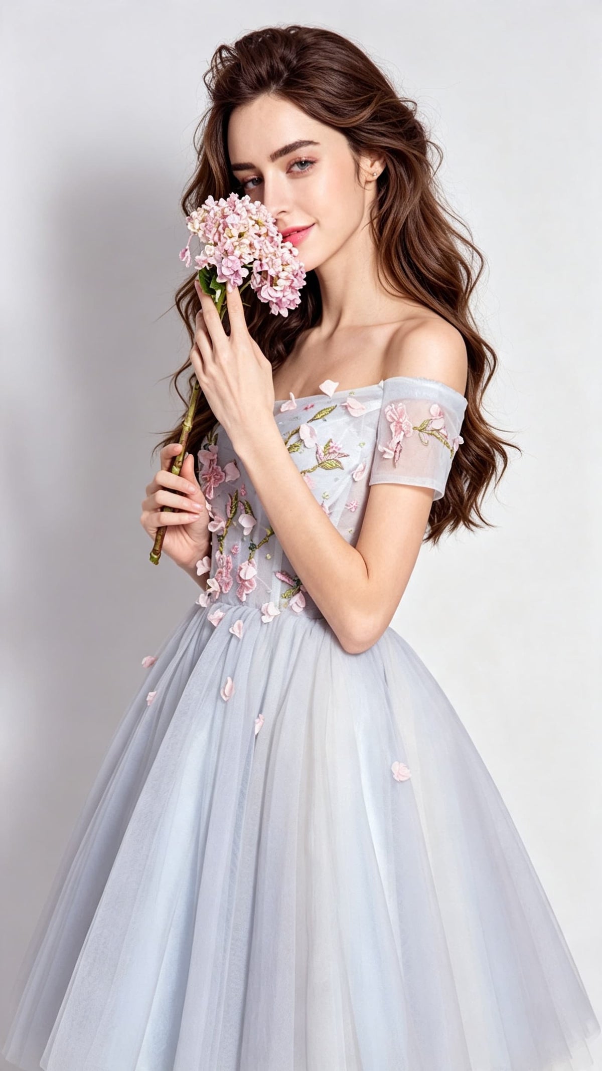 Polished A-line Light Blue Evening Dress Off the Shoulder Organza Short Homecoming Dress LFNC0169