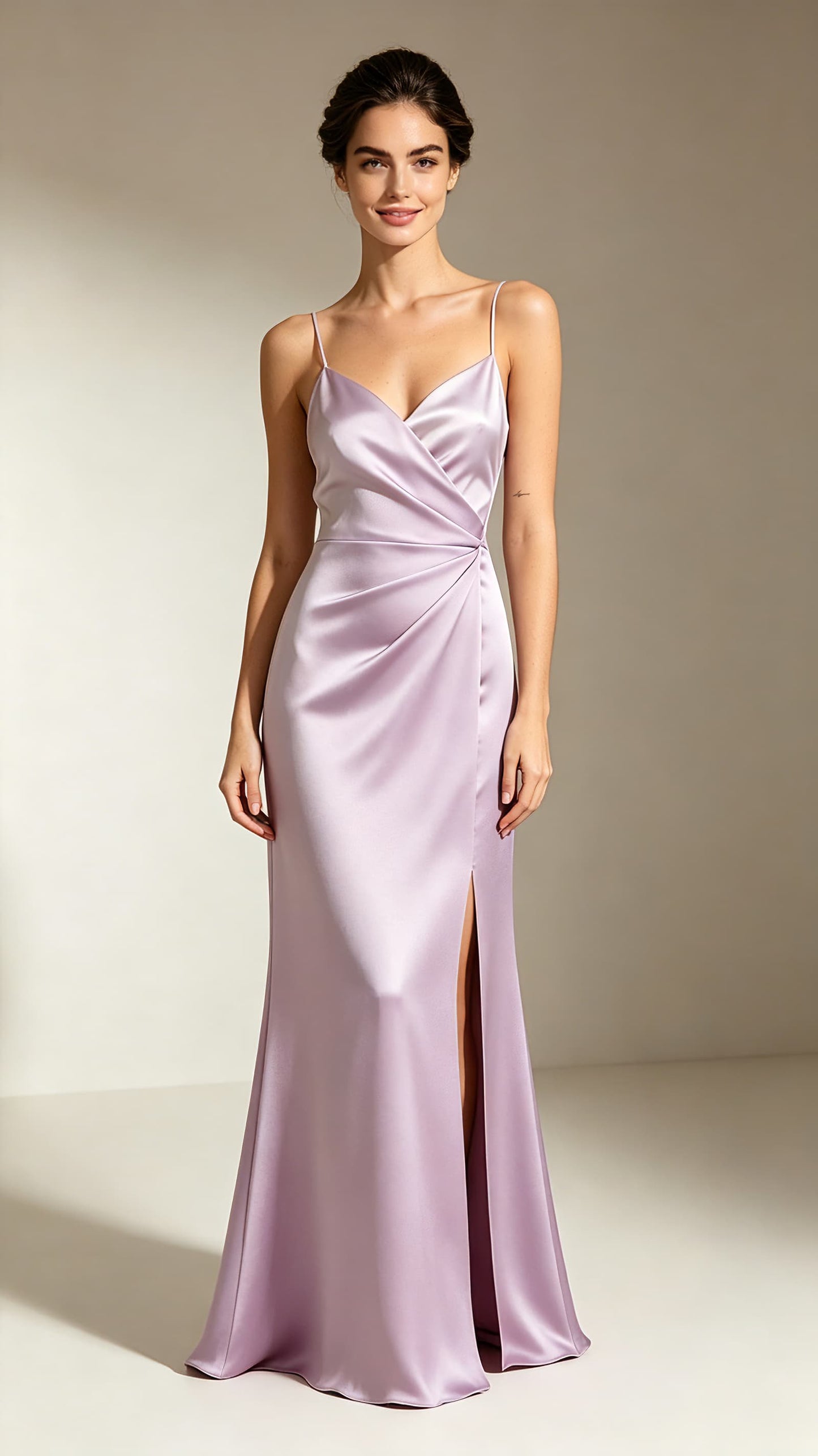 Elegant Mermaid Purple Evening Gowns Straps Satin Maxi Dress LFNL0732