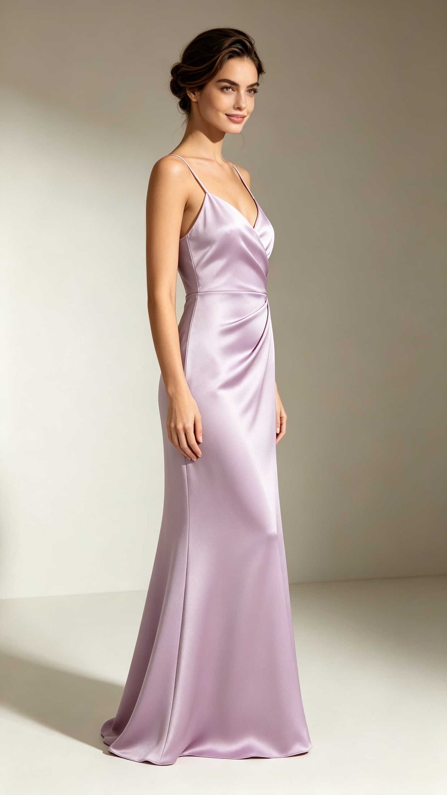 Elegant Mermaid Purple Evening Gowns Straps Satin Maxi Dress LFNL0732