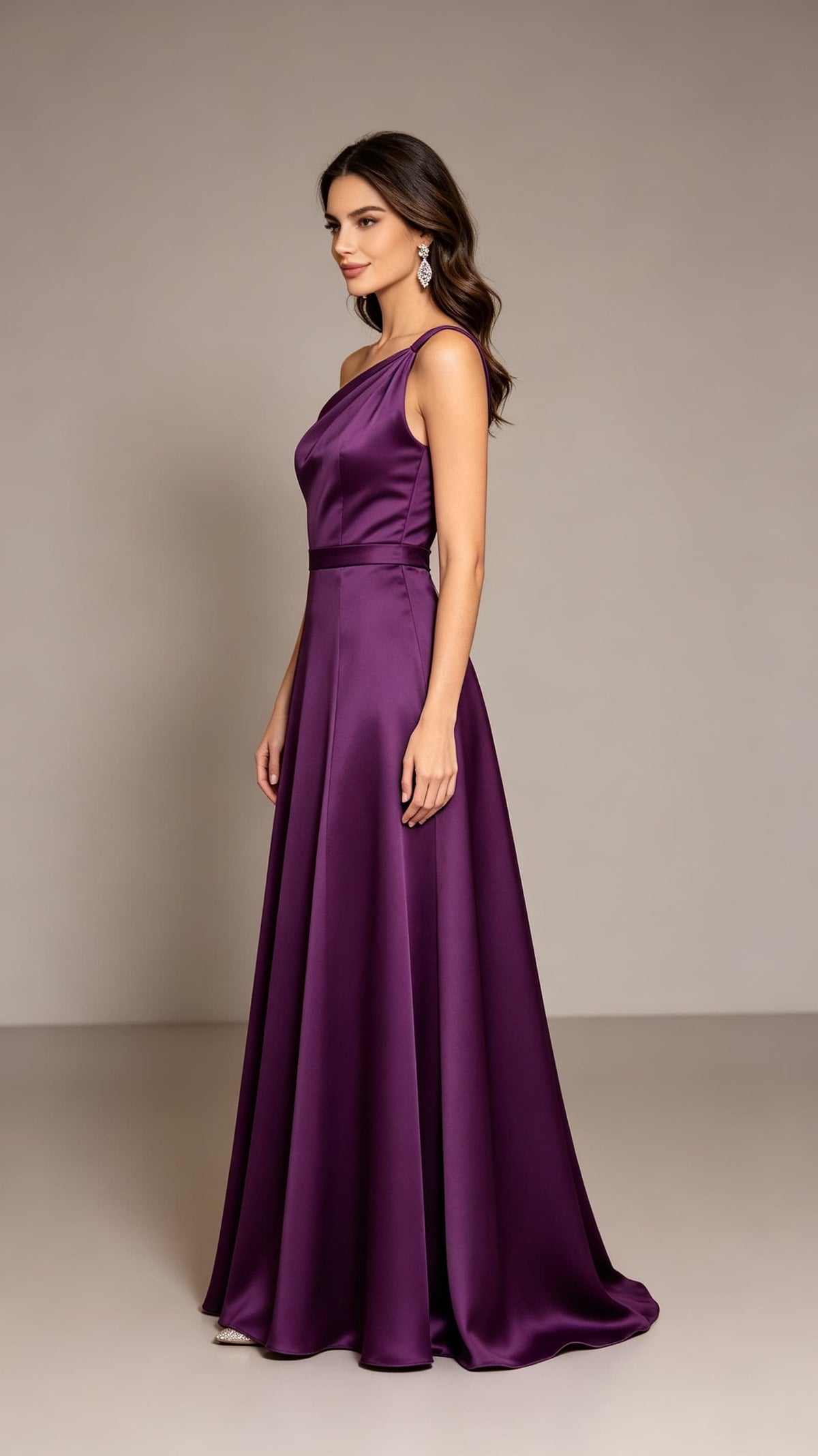 Beautiful tailored A-line Purple Evening Gowns UK One Shoulder Satin Long Prom Gowns LFNL0810