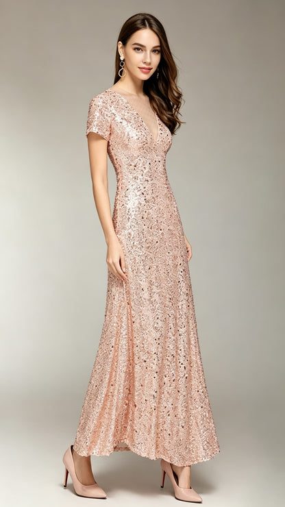 Dreamy Sheath Sliver  Sequins Formal Dress LFNC0002