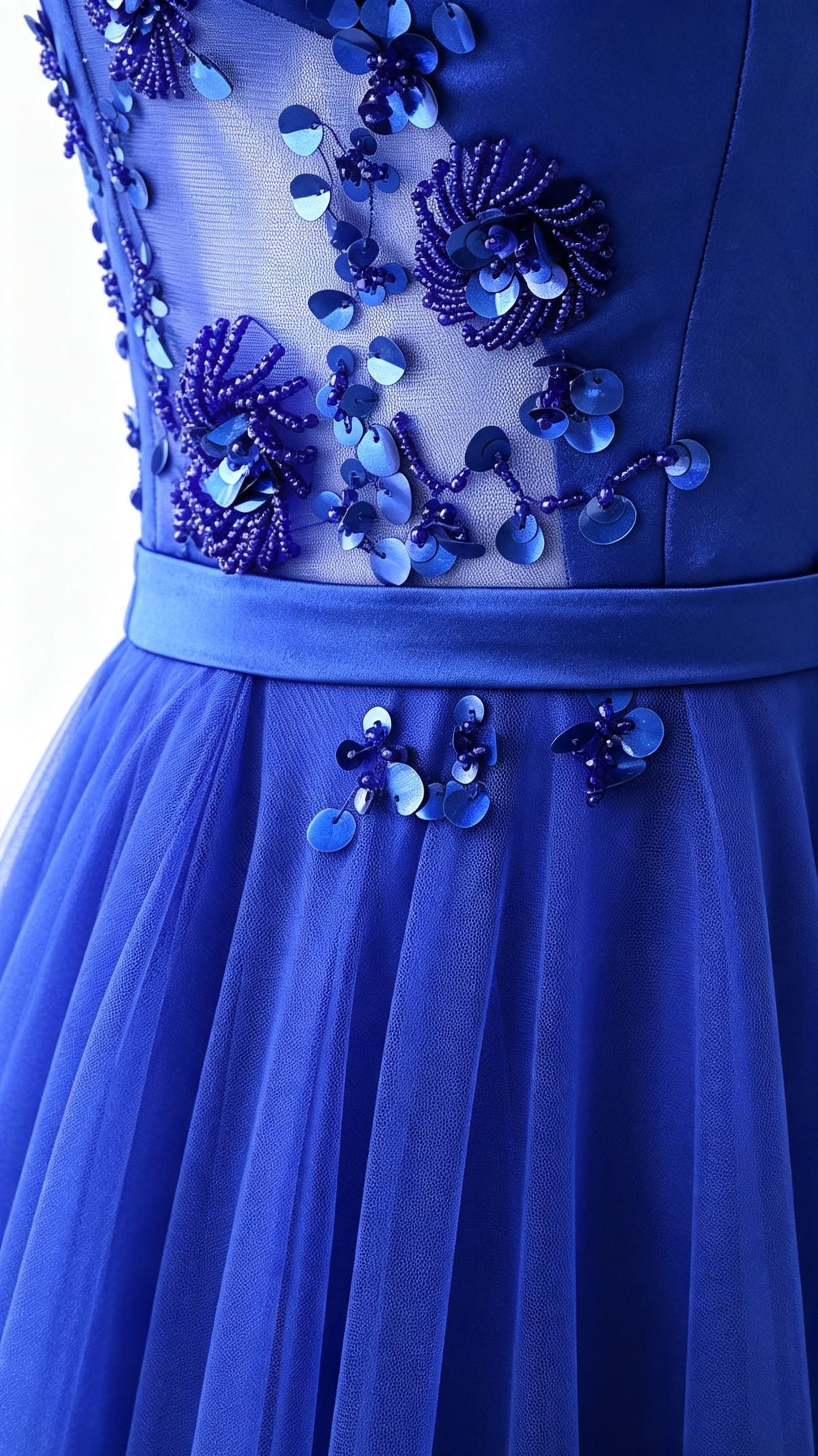 Beautiful A-line Blue Evening Dress Straps Tulle Polyester Maxi Dress LFNL0627