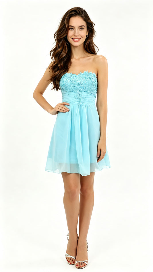 Timeless A-line Blue Bridesmaid Dresses Sweetheart Chiffon Short Formal Dress LFNG0032