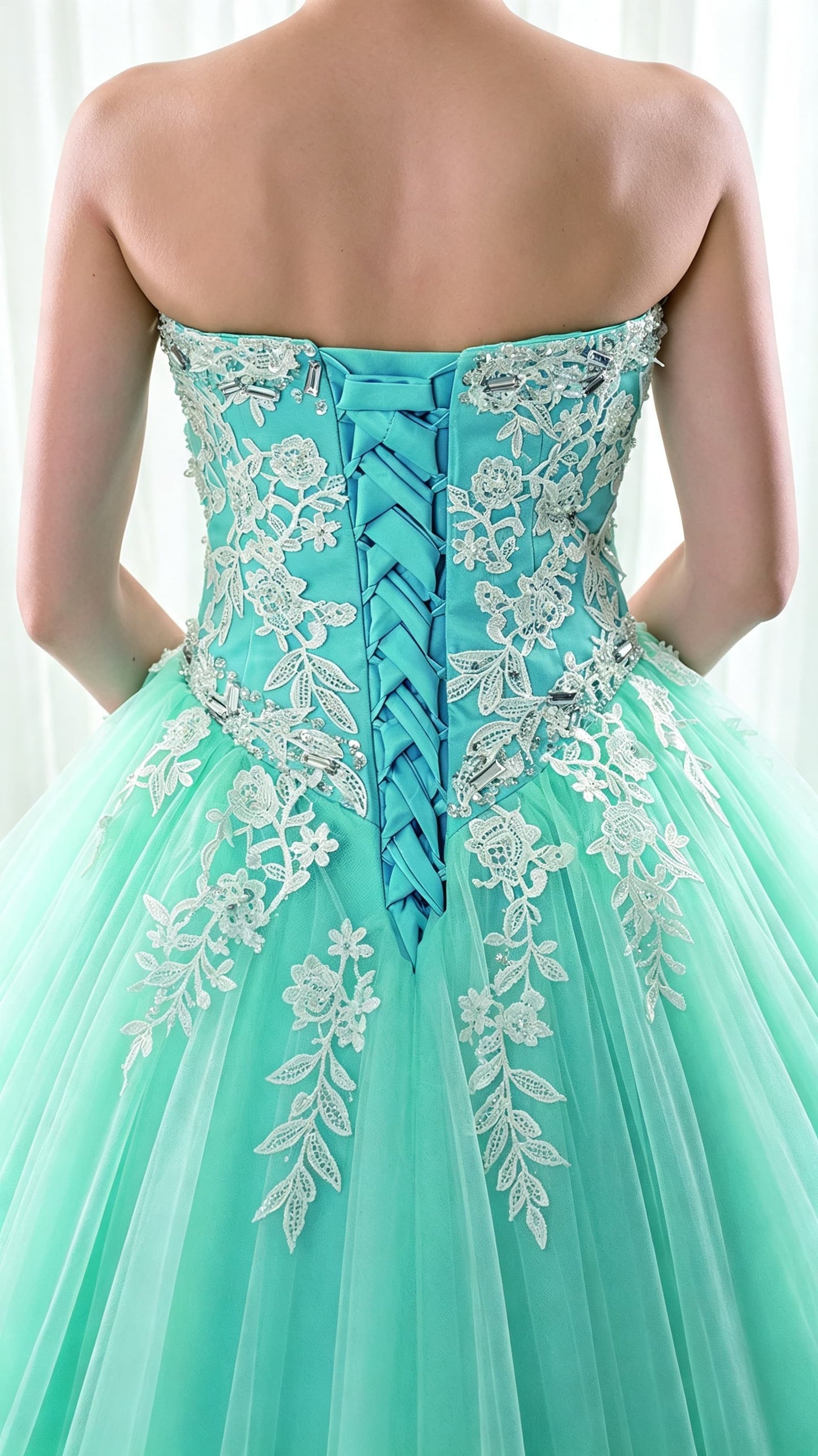 Feminine High Waist Green Ball Gown Sweetheart Tulle Long Formal Dress LFNL0546