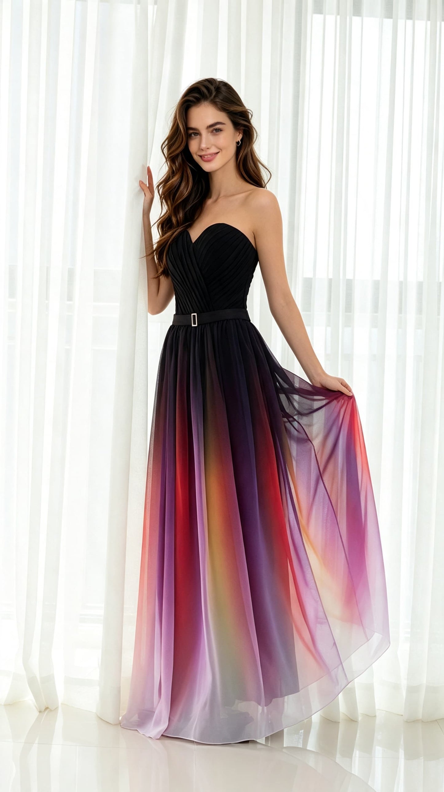 Eye-catching A-line As Picture Evening Dress Sweatheart Chiffon Long Formal Dress LFNL0543