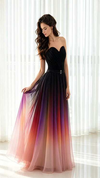 Eye-catching A-line As Picture Evening Dress Sweatheart Chiffon Long Formal Dress LFNL0543