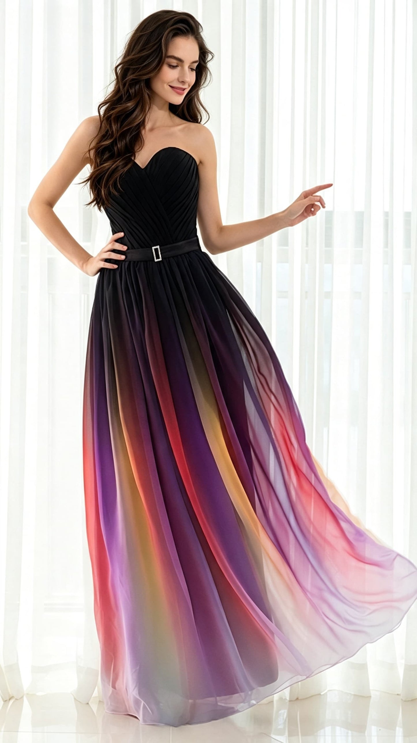 Eye-catching A-line As Picture Evening Dress Sweatheart Chiffon Long Formal Dress LFNL0543