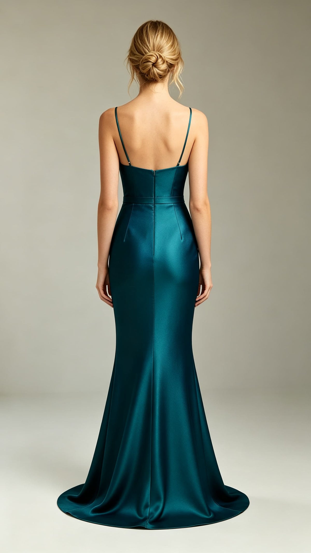 Soft Mermaid Green Evening Gowns UK Straps Satin Long Prom Gowns LFNL0817