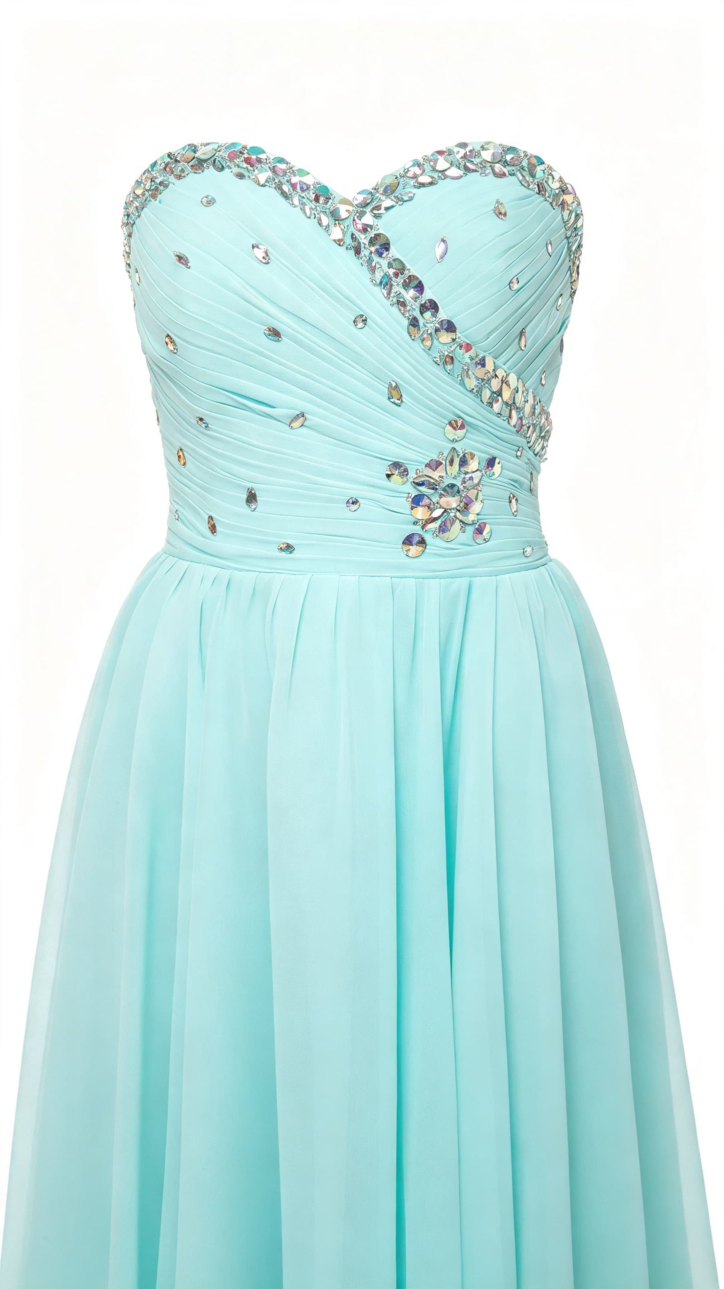 Lightweight A-line Blue Green Evening Dress Sweetheart Neck Chiffon Short Formal Dress LFNL0529