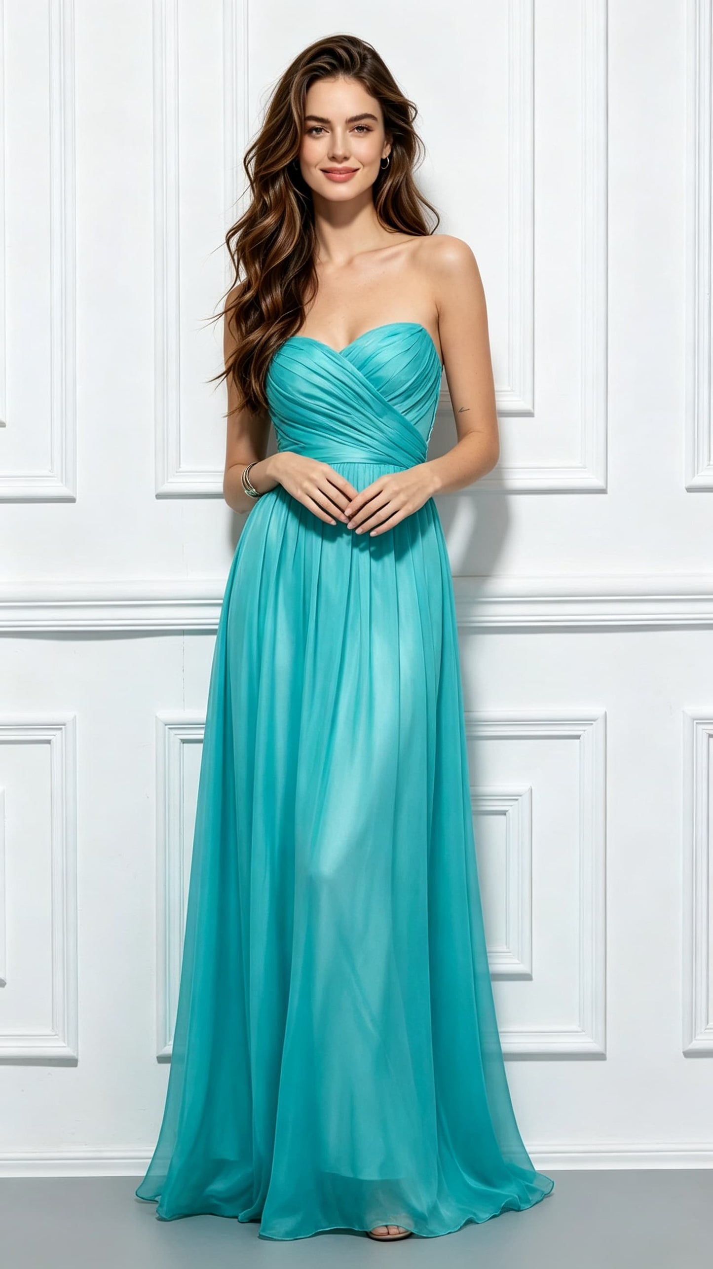 Gorgeous A-line Blue Bridesmaid dress Chiffon Long Formal Dress LFNC0094