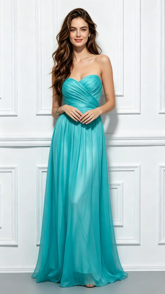Gorgeous A-line Blue Bridesmaid dress Chiffon Long Formal Dress LFNC0094