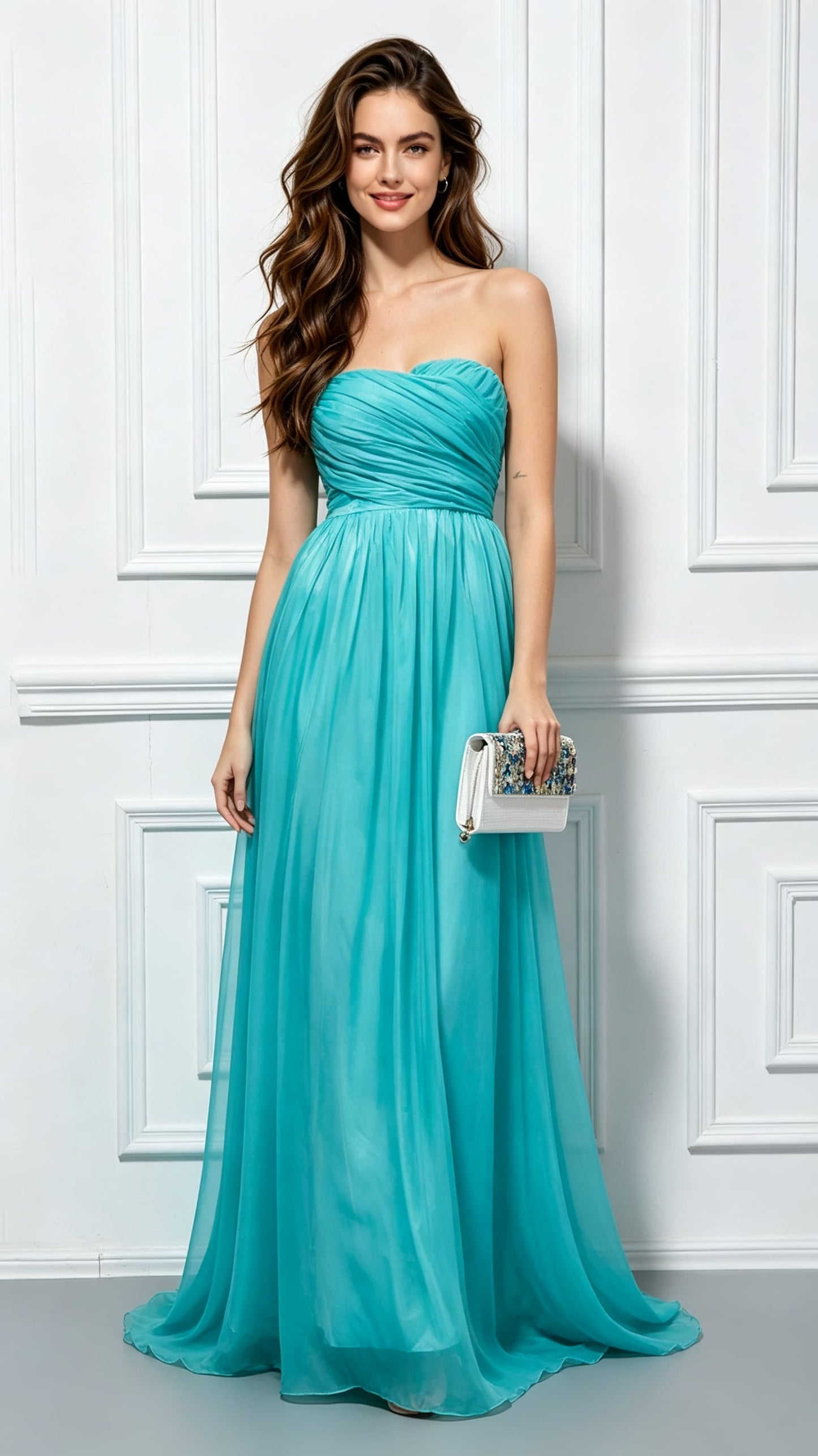 Gorgeous A-line Blue Bridesmaid dress Chiffon Long Formal Dress LFNC0094