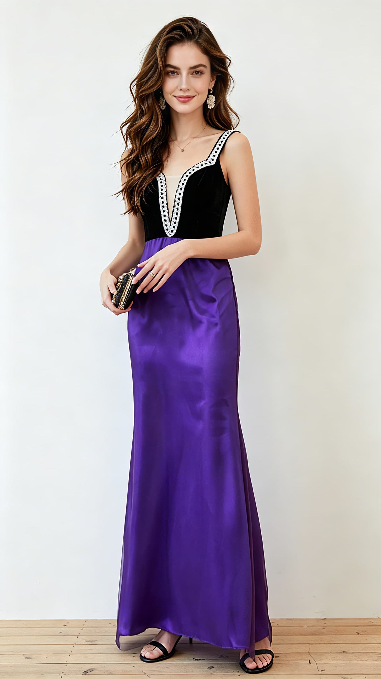 Classy Mermaid Purple Mermaid Tulle Formal Dress LFNC0013