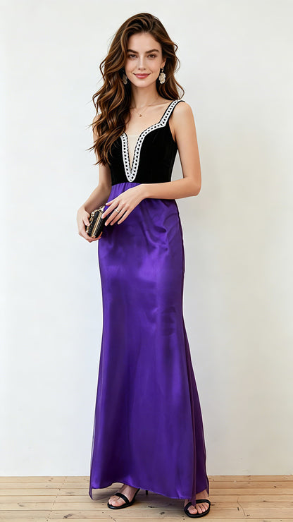 Classy Mermaid Purple Mermaid Tulle Formal Dress LFNC0013